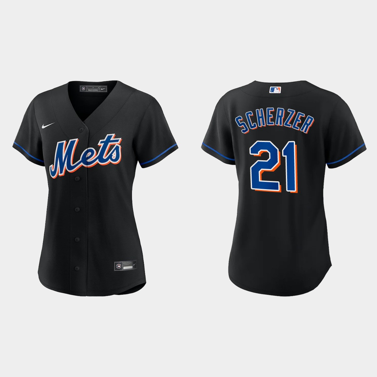 Women New York Mets Max Scherzer Black Alternate Jersey