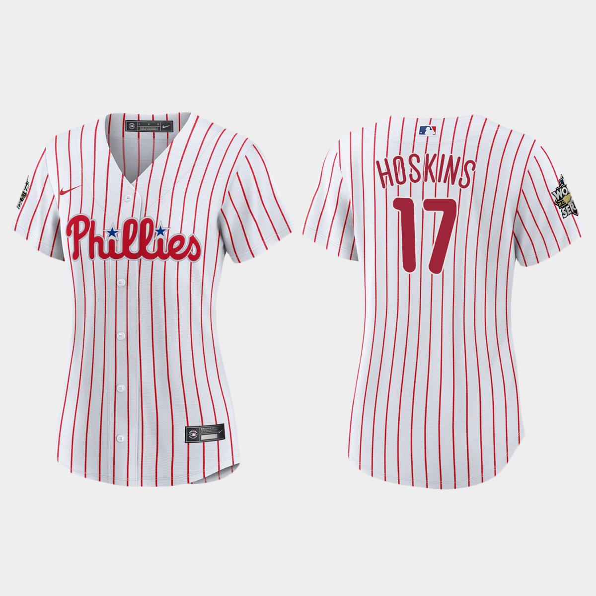Women Philadelphia Phillies Rhys Hoskins White World Series Jersey