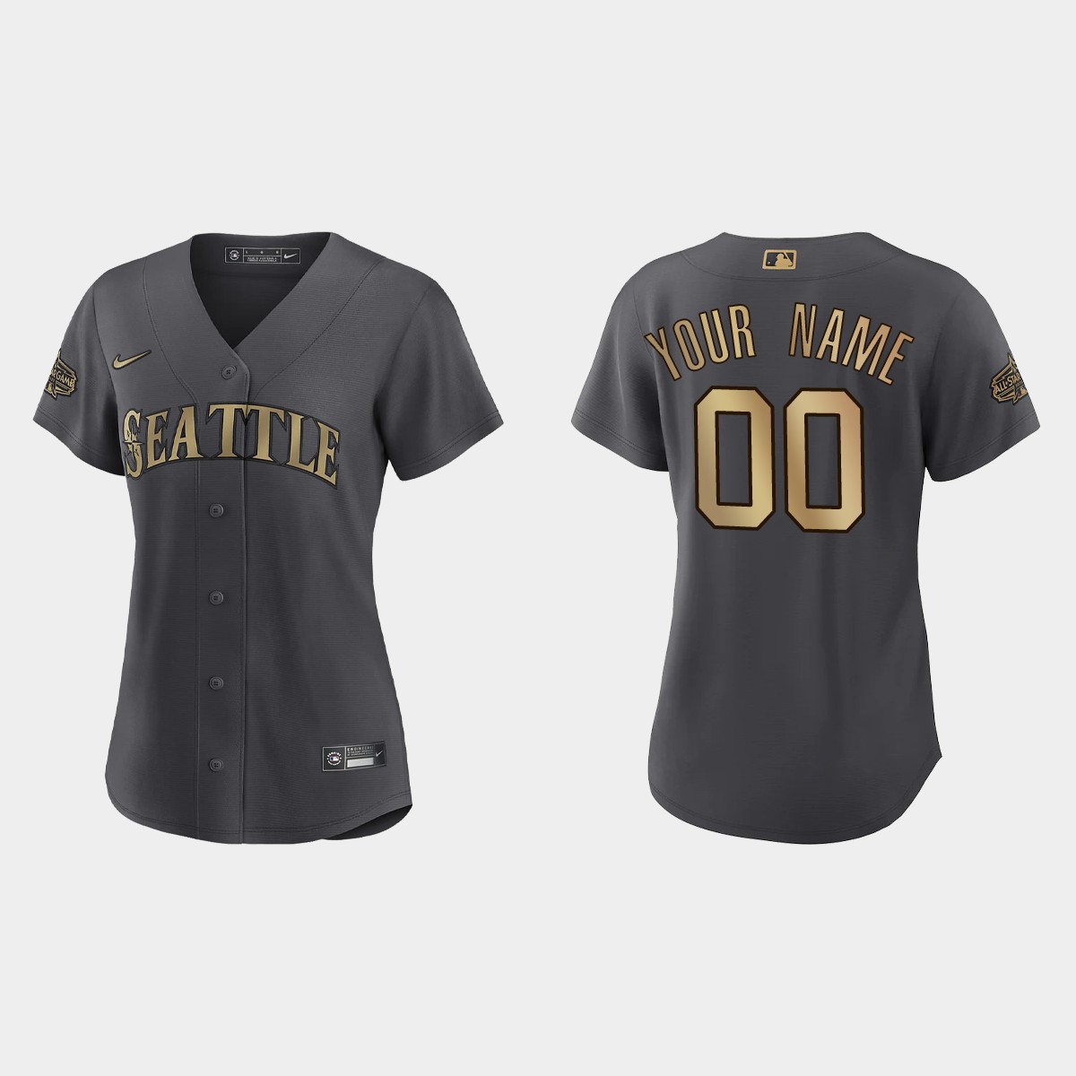 Women Seattle Mariners Custom Charcoal All-Star Game Jersey