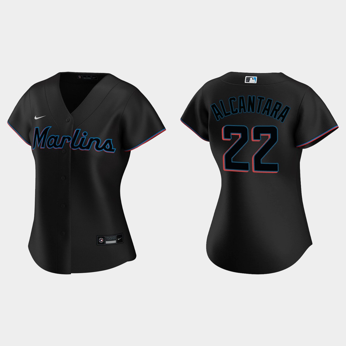 Women's #22 Sandy Alcantara Miami Marlins Alternate Jersey - Black