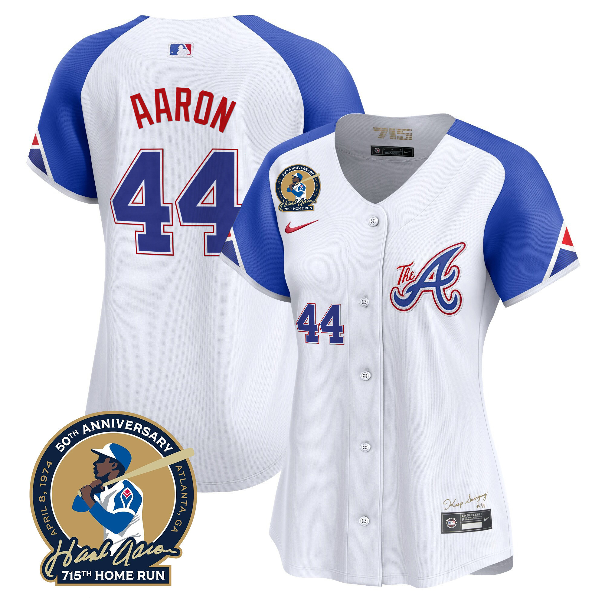 Women's Atlanta Braves Hank Aaron 715th Home Run Patch Vapor Premier Limited City Connect Jersey - All Stitched