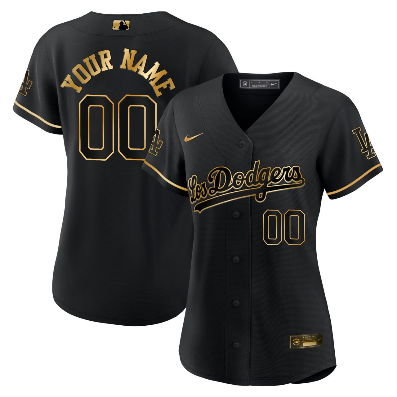 Women's Los Angeles Dodgers Black Gold Custom Black Limited Jersey