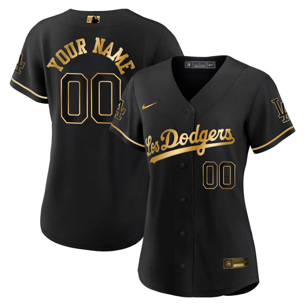 Women's Los Angeles Dodgers Black Gold Custom Jersey