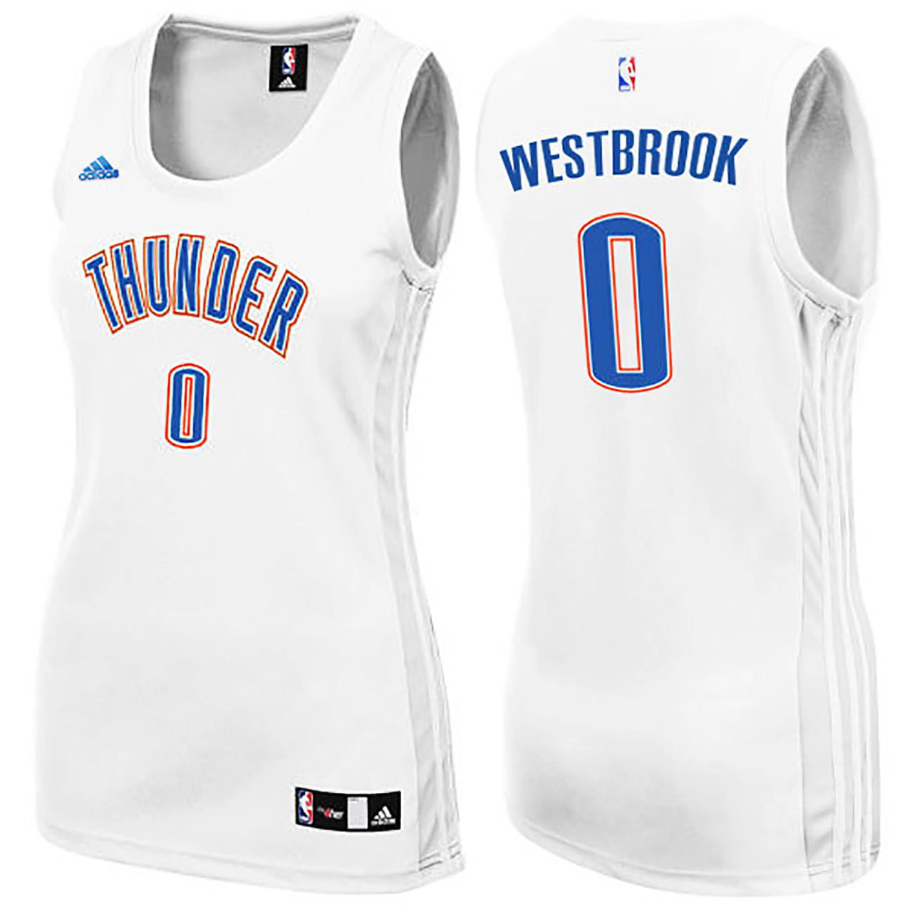 Womens Oklahoma City Thunder #0 Russell Westbrook New Swingman Fashion White Jersey