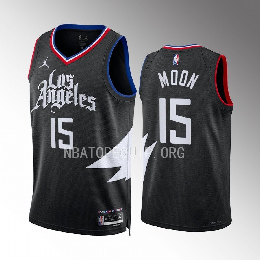 Xavier Moon LA Clippers #15 Black Jersey Statement Edition Swingman