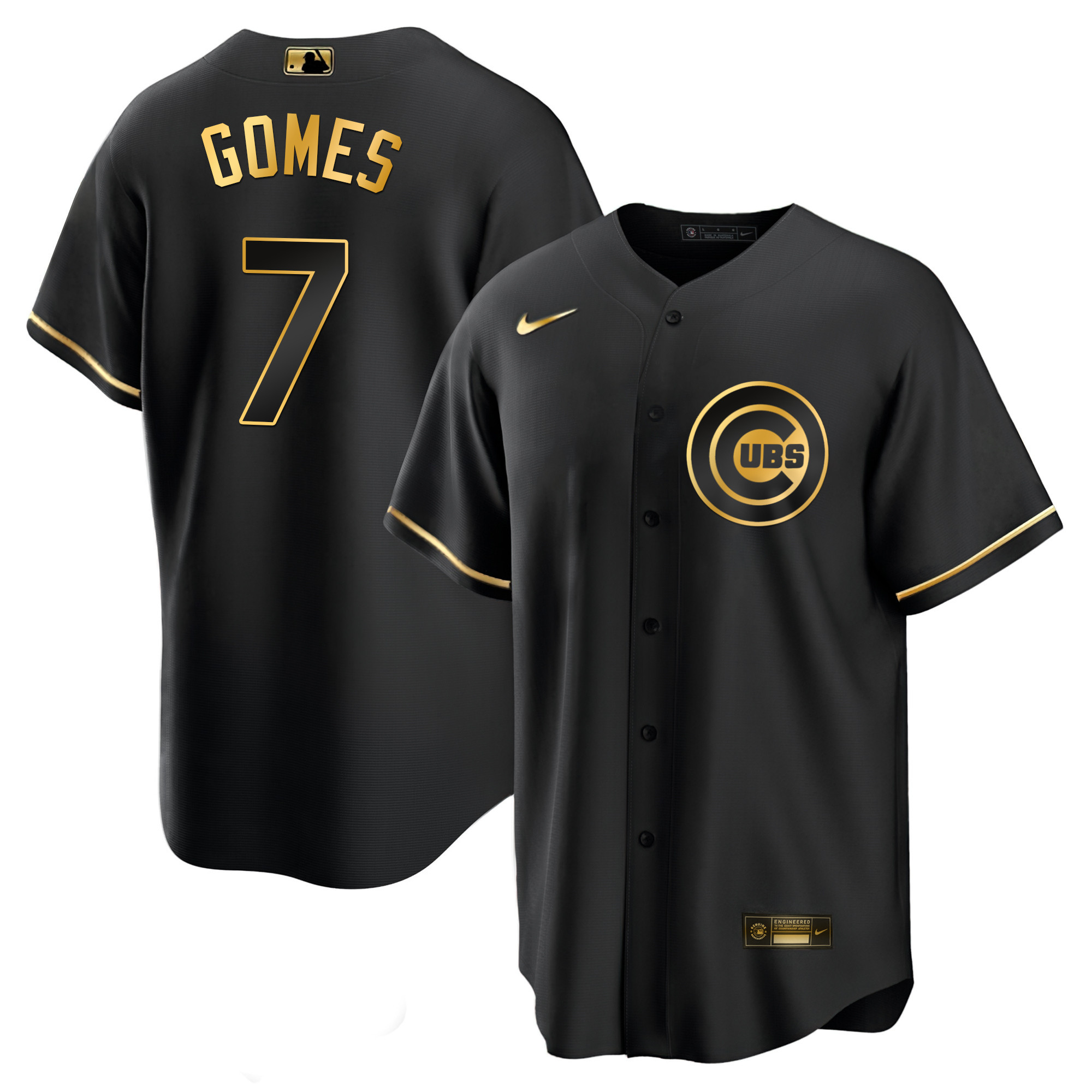 Yan Gomes Men's Chicago Cubs Black Limited & Gold Cool Black Gold Jersey - All Stitched