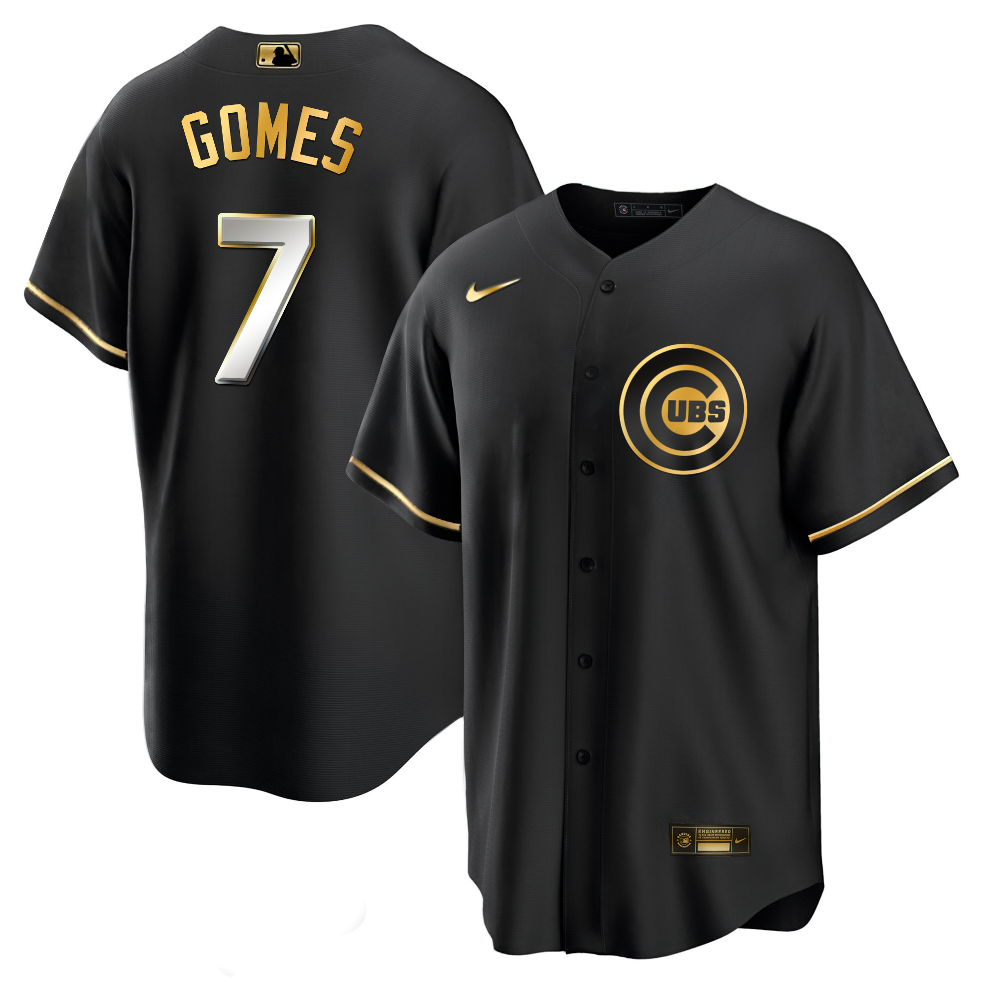 Yan Gomes Men's Chicago Cubs Black Limited & Gold Cool Black Limited Jersey - All Stitched