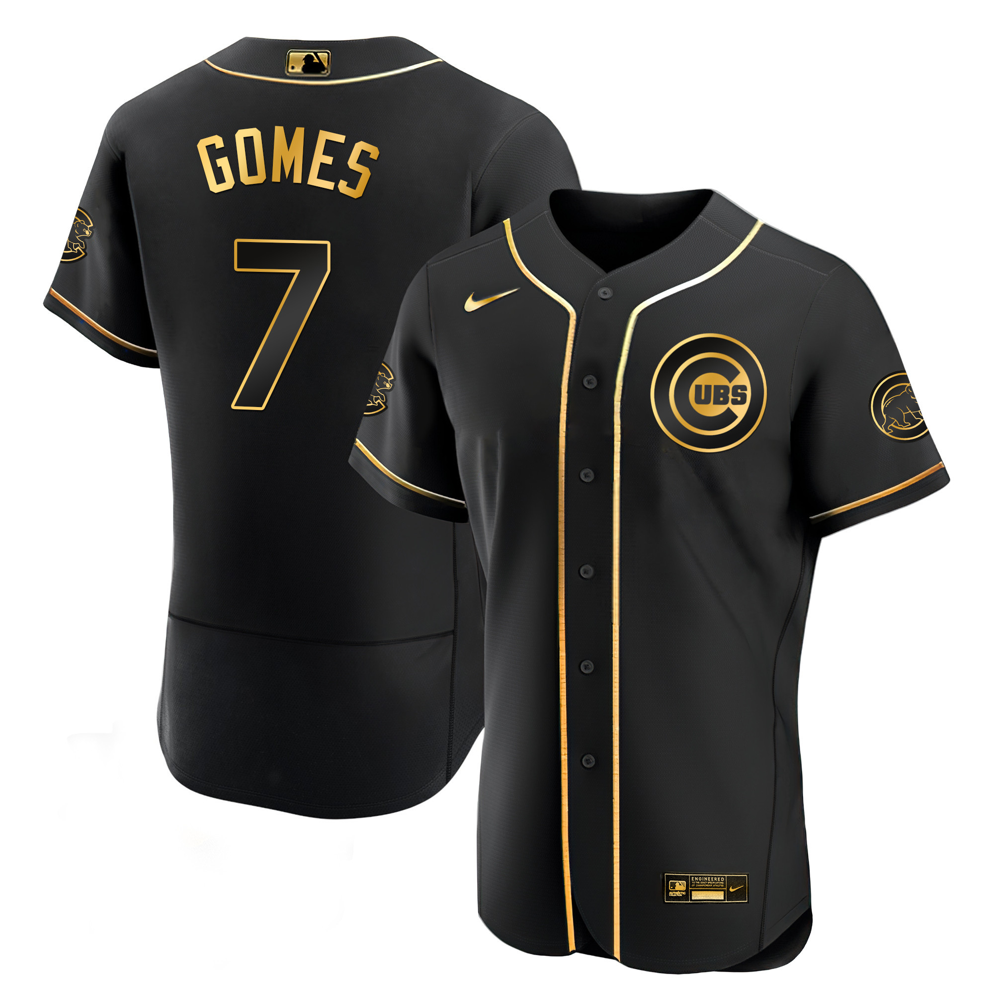 Yan Gomes Men's Chicago Cubs Black Limited & Gold Flex Black Gold Jersey - All Stitched