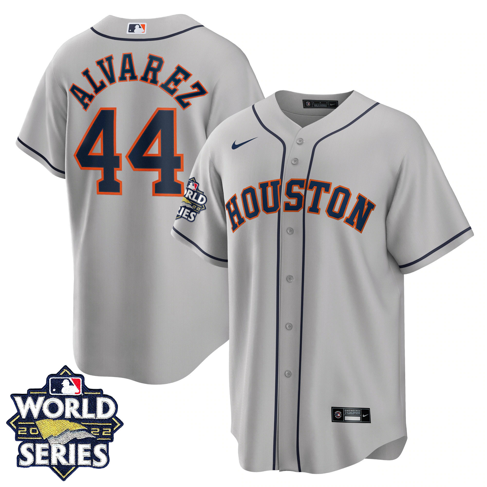 Yordan Alvarez Men's Houston Astros World Series Gray Road Player Cool Base Jersey