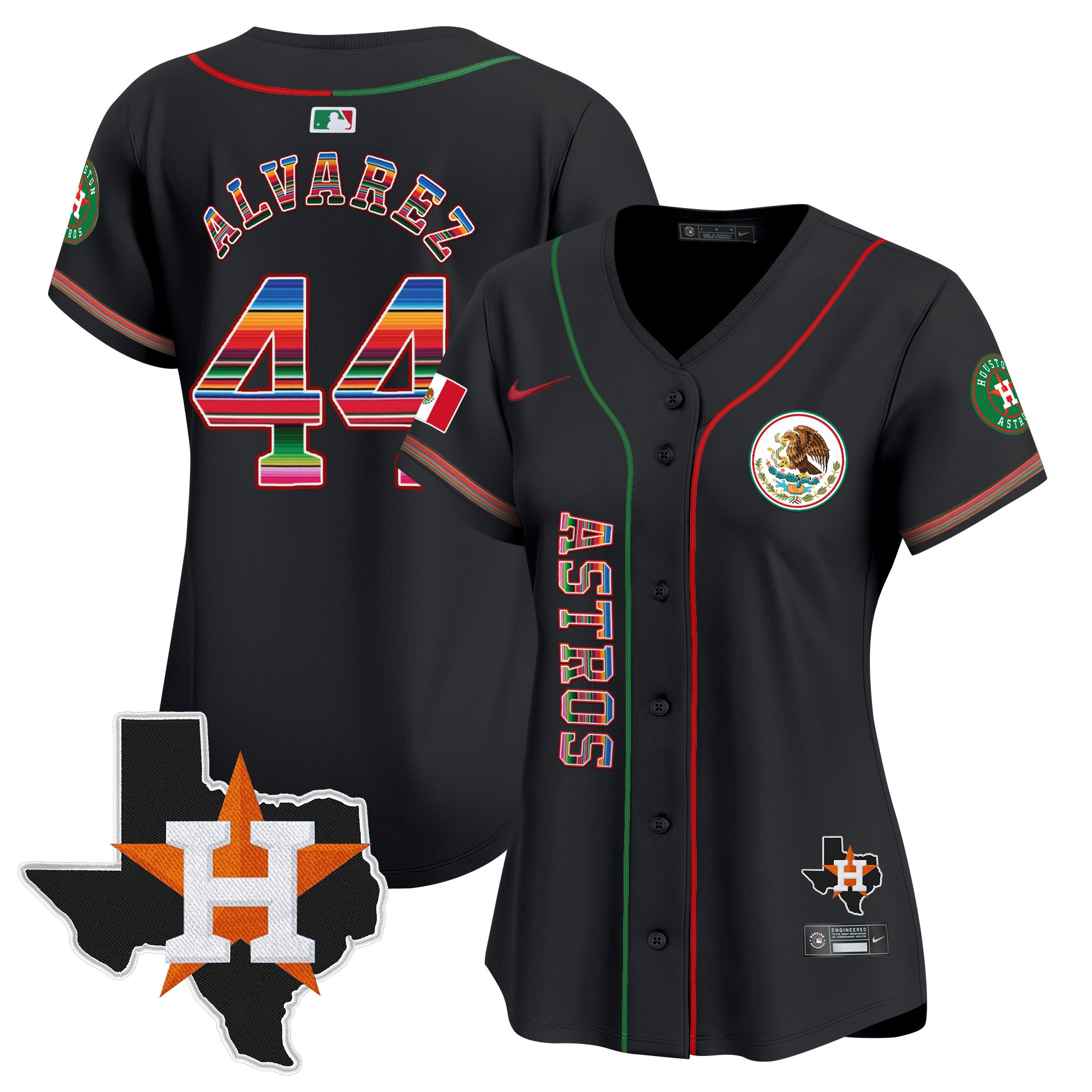 Yordan Alvarez Women's Houston Astros Mexico Vapor Premier Limited V4 Black Jersey - All Stitched