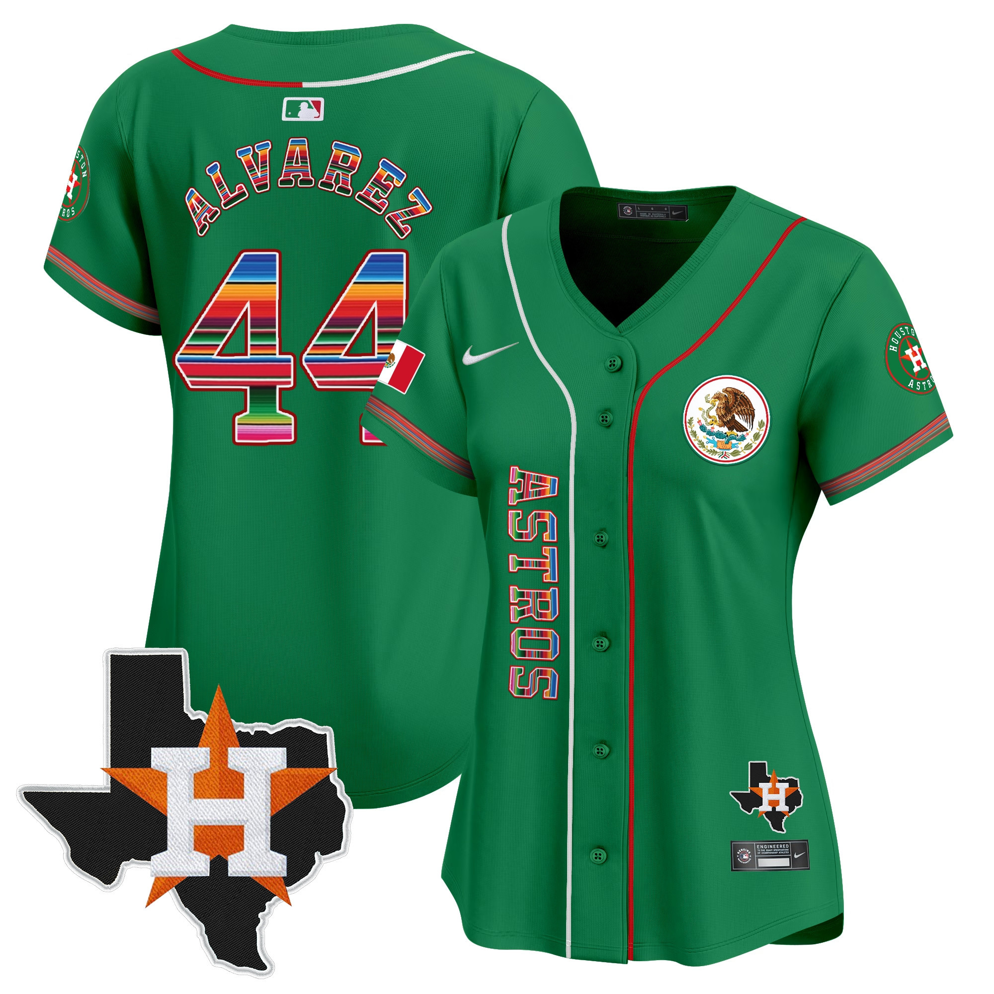 Yordan Alvarez Women's Houston Astros Mexico Vapor Premier Limited V4 Green Jersey - All Stitched