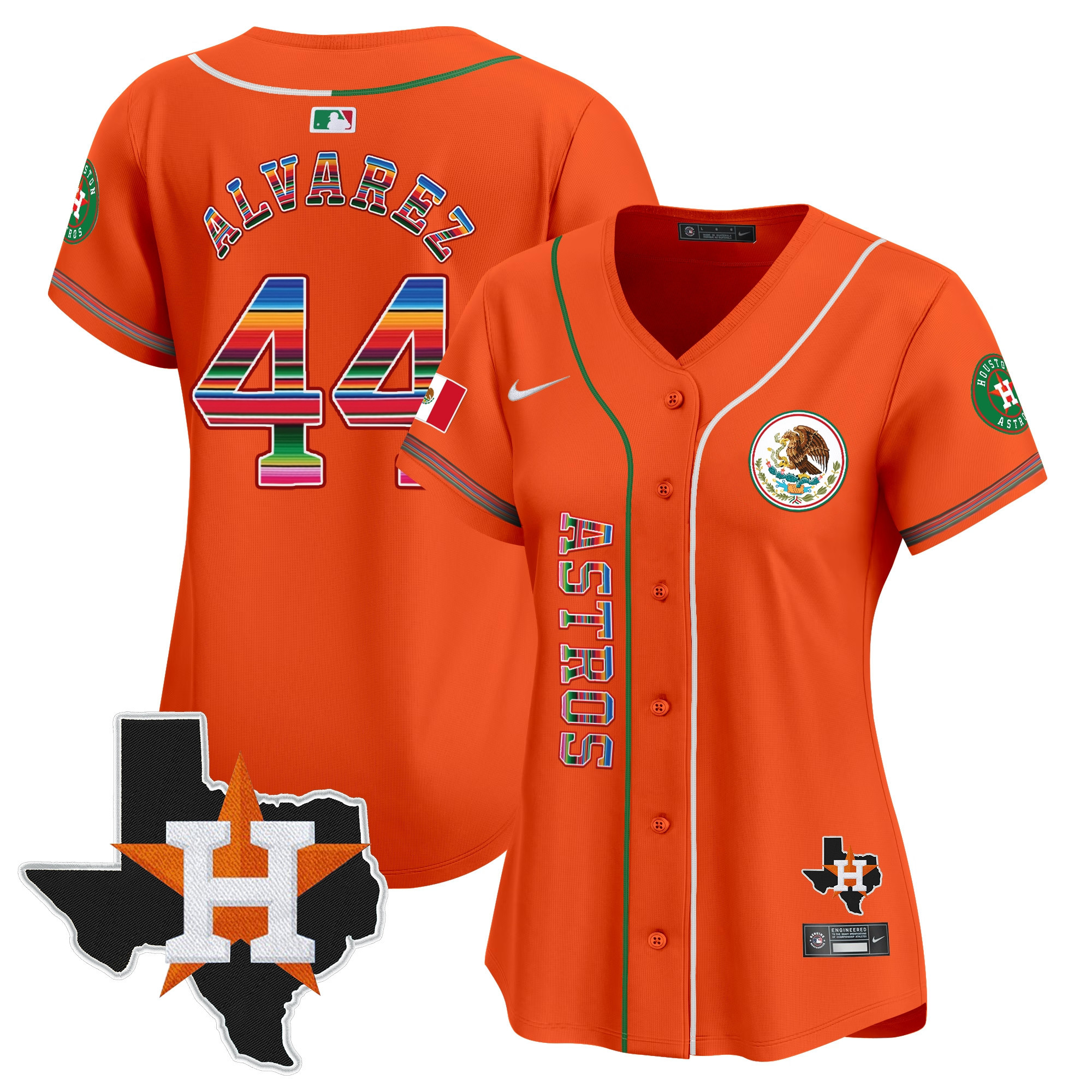 Yordan Alvarez Women's Houston Astros Mexico Vapor Premier Limited V4 Orange Jersey - All Stitched