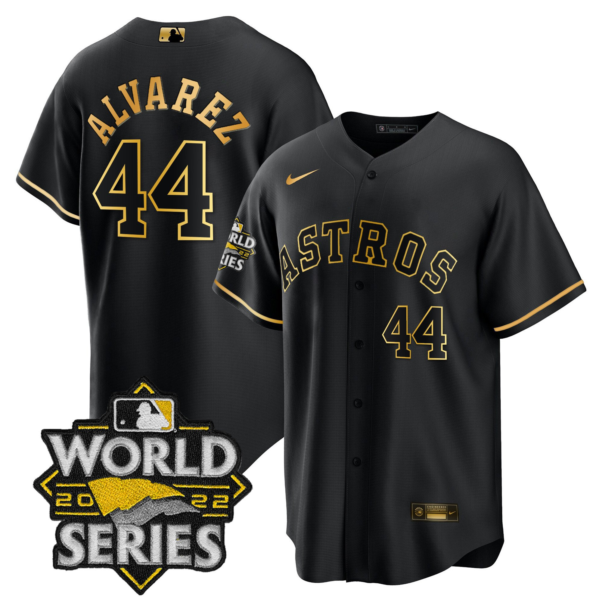 Yordan Álvarez Men's Houston Astros World Series Gold Limited Cool Black Jersey - All Stitched