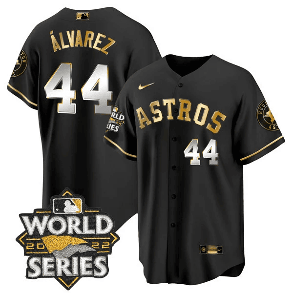 Yordan Álvarez Men's Houston Astros World Series Gold Trim Cool Black Limited Jersey - All Stitched