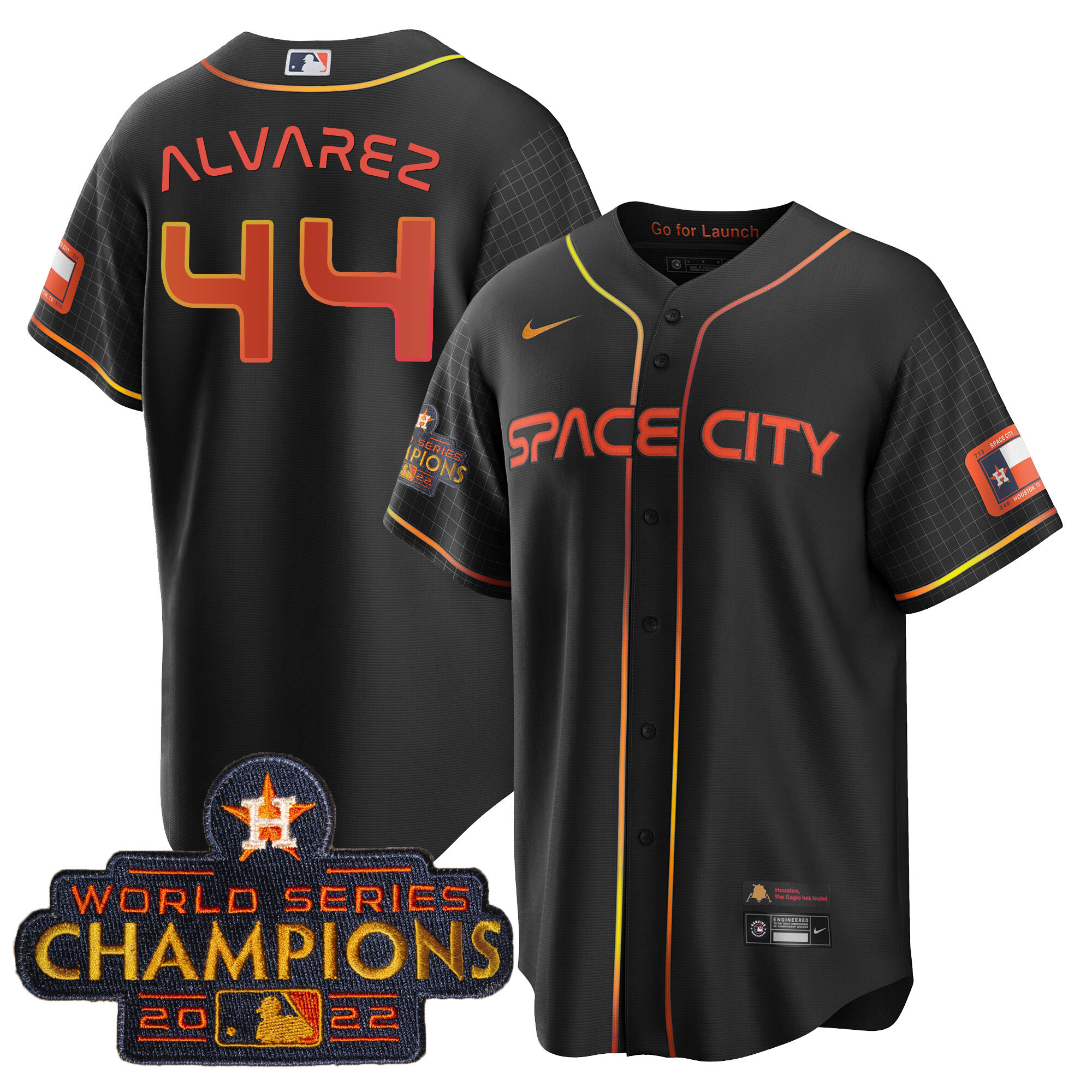 Yordan Álvarez Men's Houston Astros Space City Champions Cool Black Jersey - All Stitched