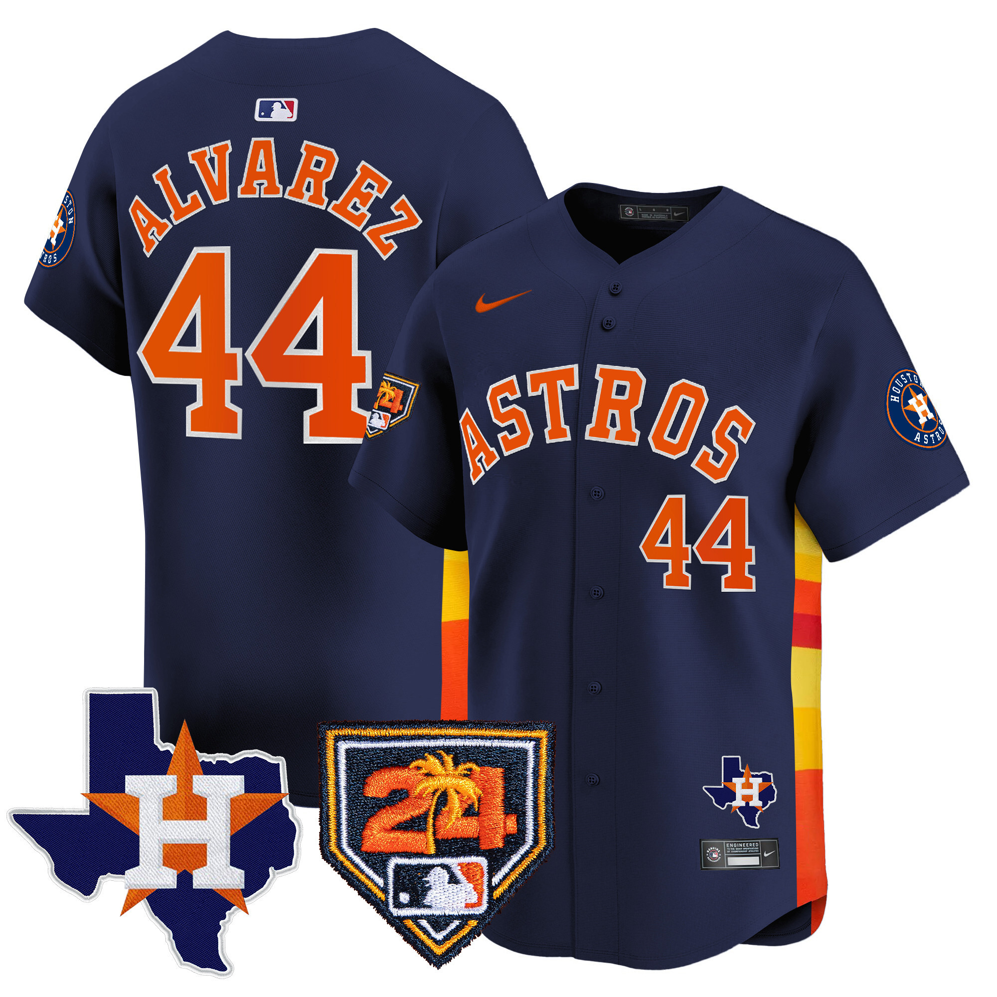 Yordan Álvarez Men's Houston Astros Spring Training & Texas Patch Vapor Premier Limited Navy Jersey - All Stitched