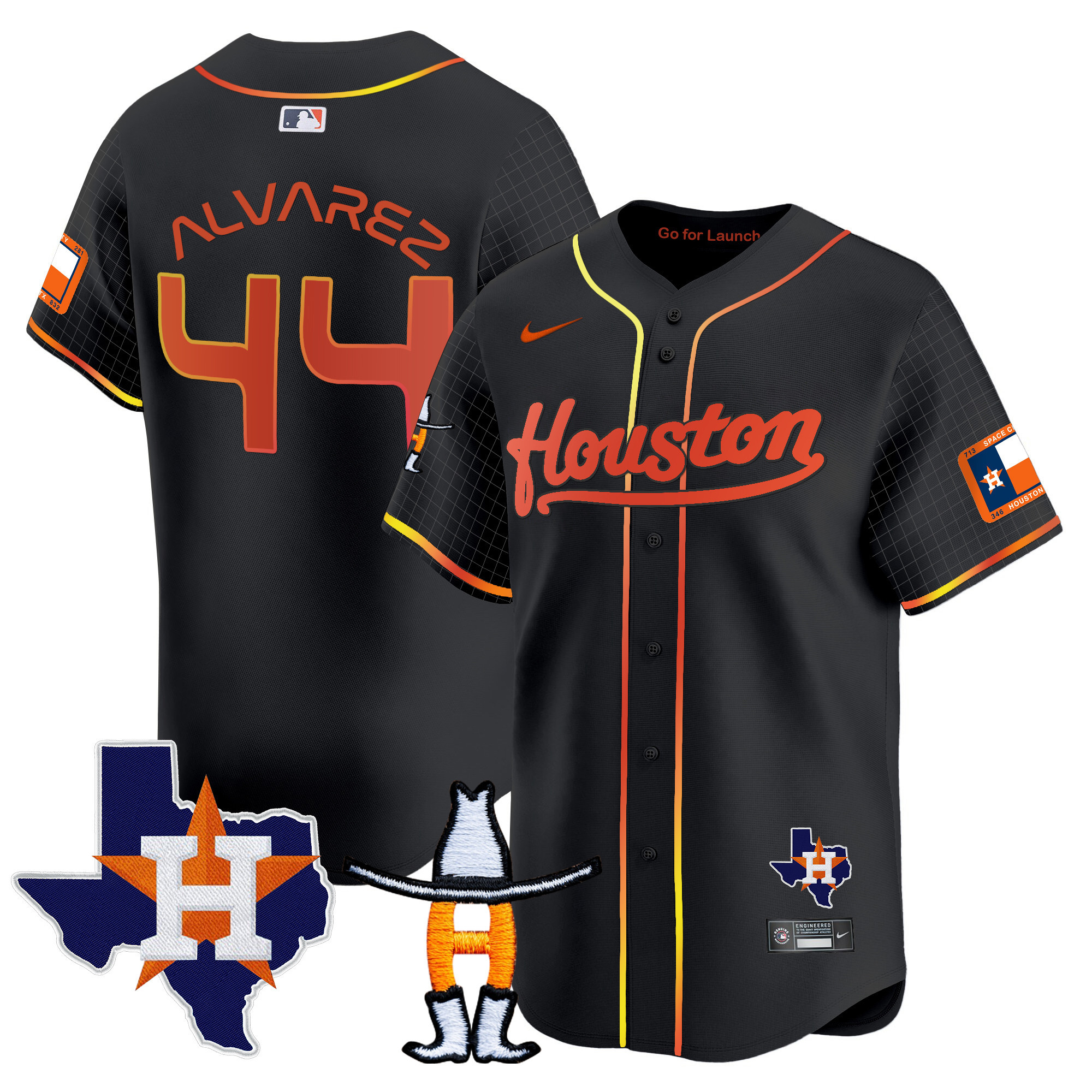 Yordan Álvarez Men's Houston Astros Space City Houston Rodeo Patch Vapor Premier Limited Black Jersey - All Stitched