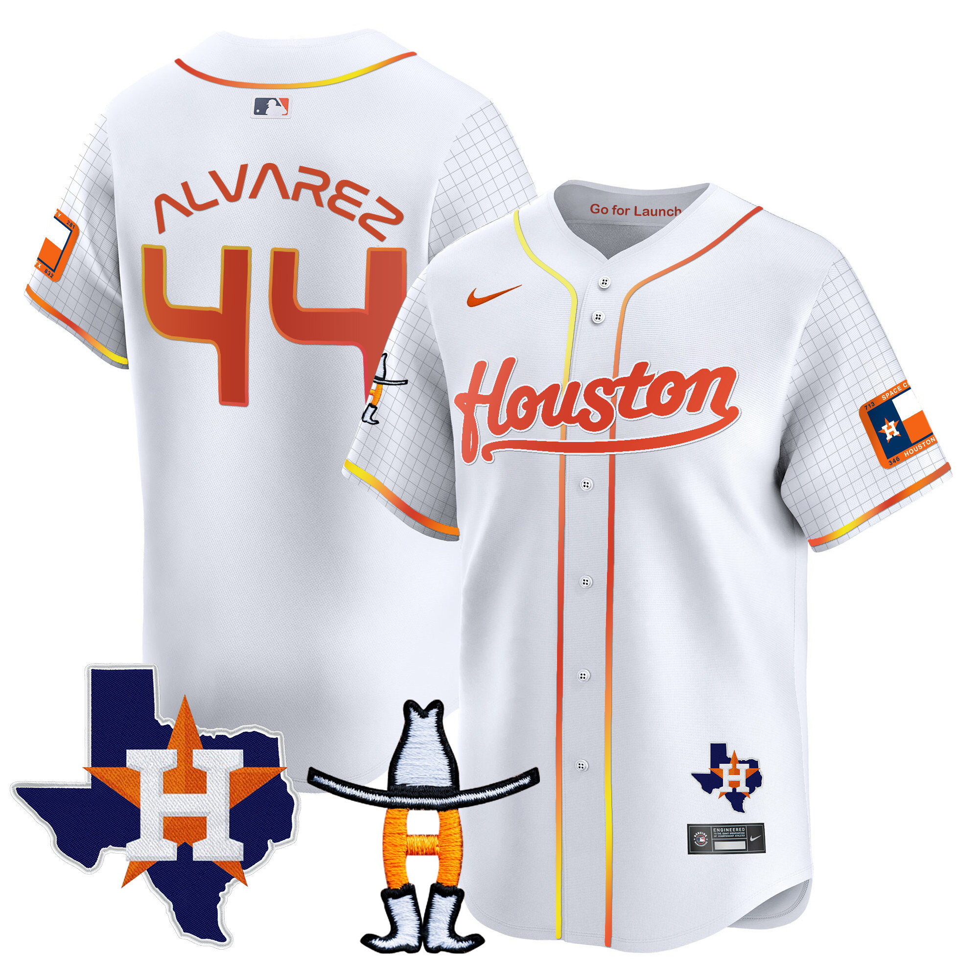 Yordan Álvarez Men's Houston Astros Space City Houston Rodeo Patch Vapor Premier Limited White Jersey - All Stitched