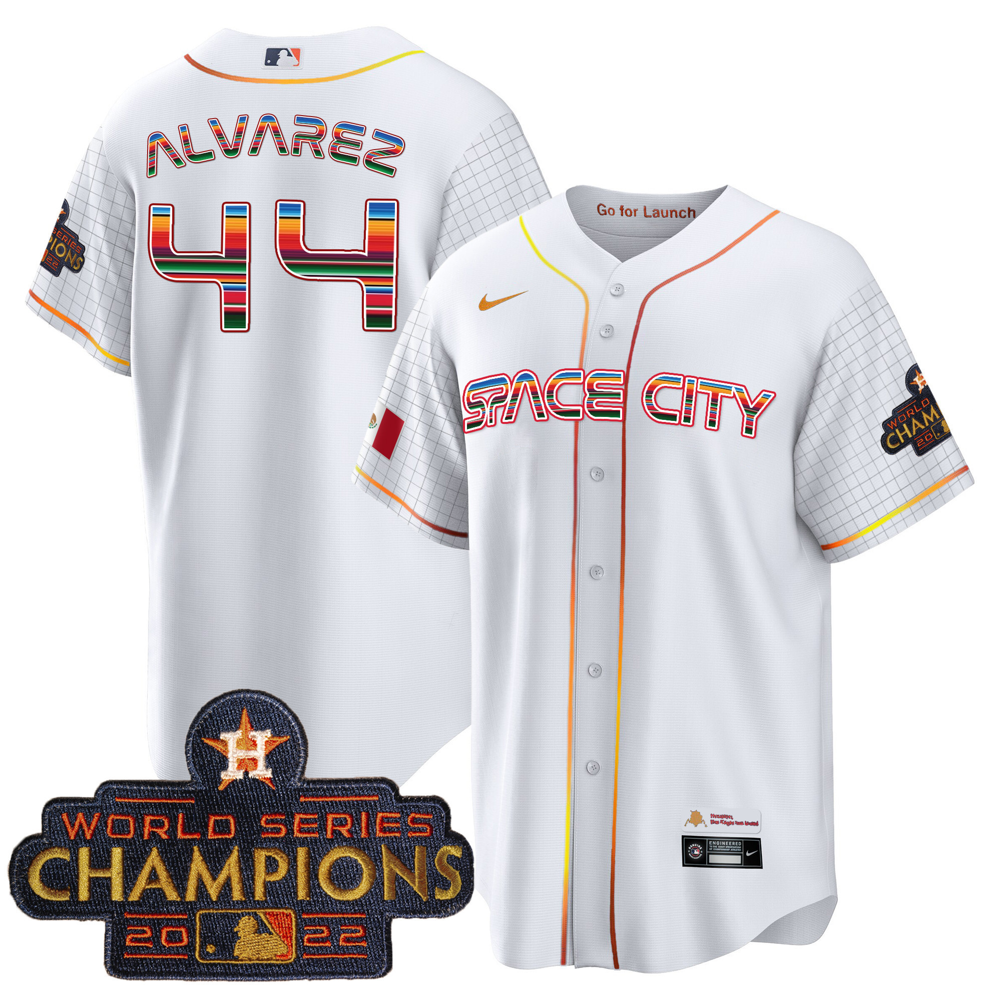 Yordan Álvarez Men's Houston Astros Space City Mexico Cool Base White Jersey - All Stitched