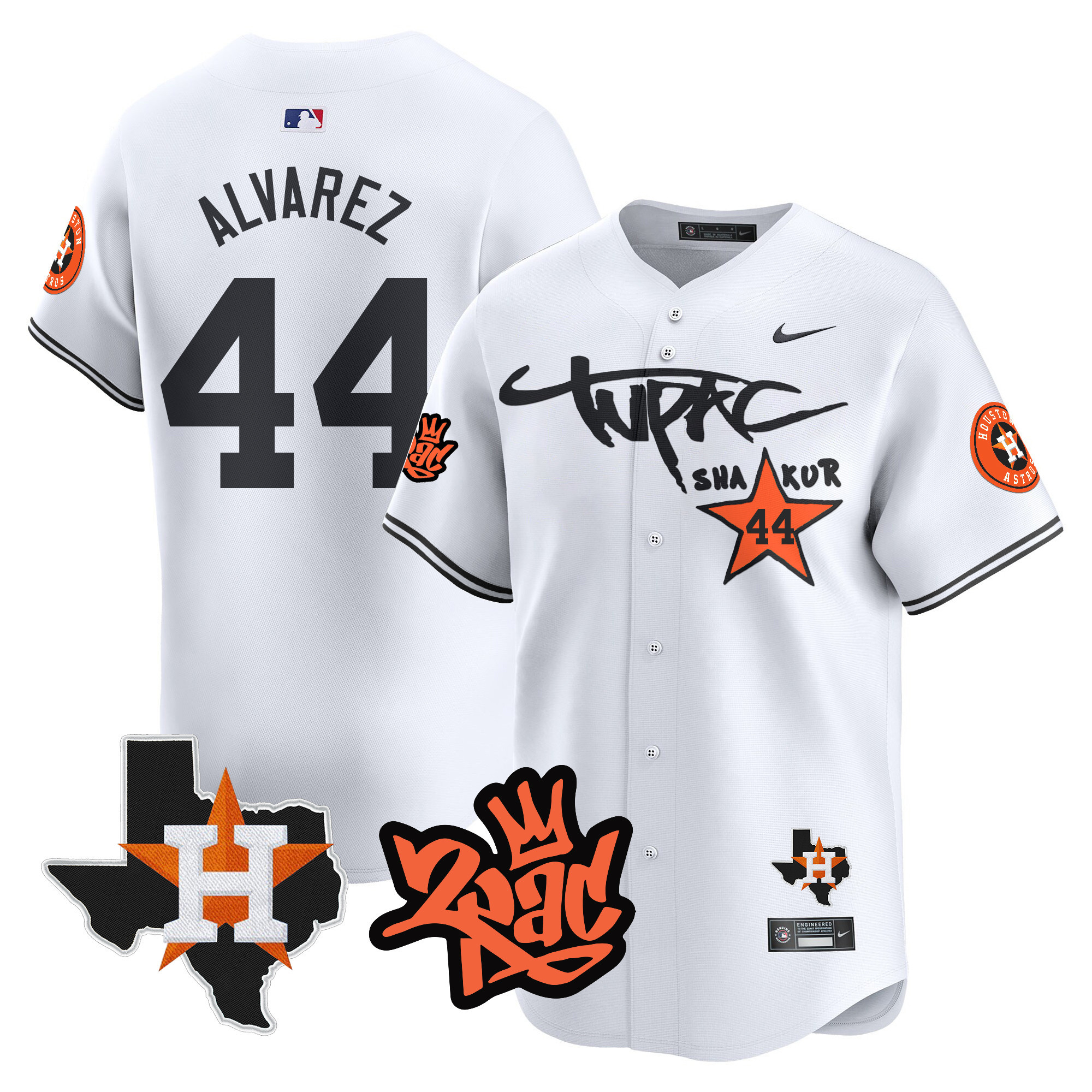 Yordan Álvarez Men's Houston Astros Tupac Shakur Vapor Premier Limited White Jersey - All Stitched