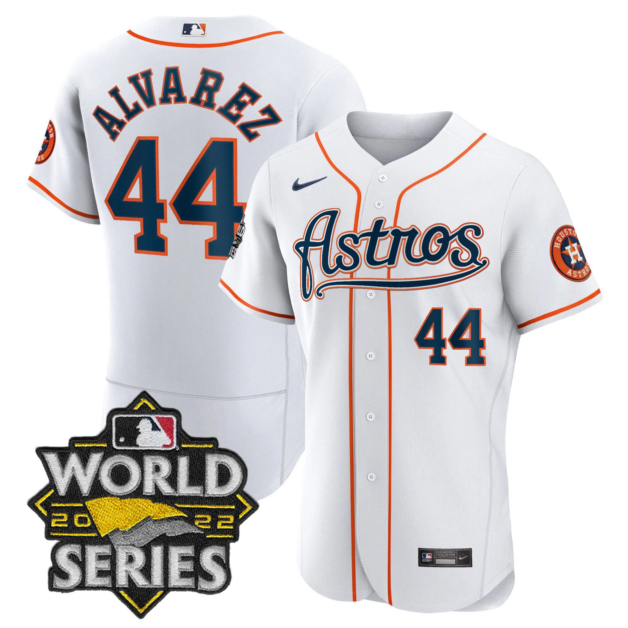 Yordan Álvarez Men's Houston Astros World Series & Throwback Patch Gold V2 Flex Home Jersey - All Stitched