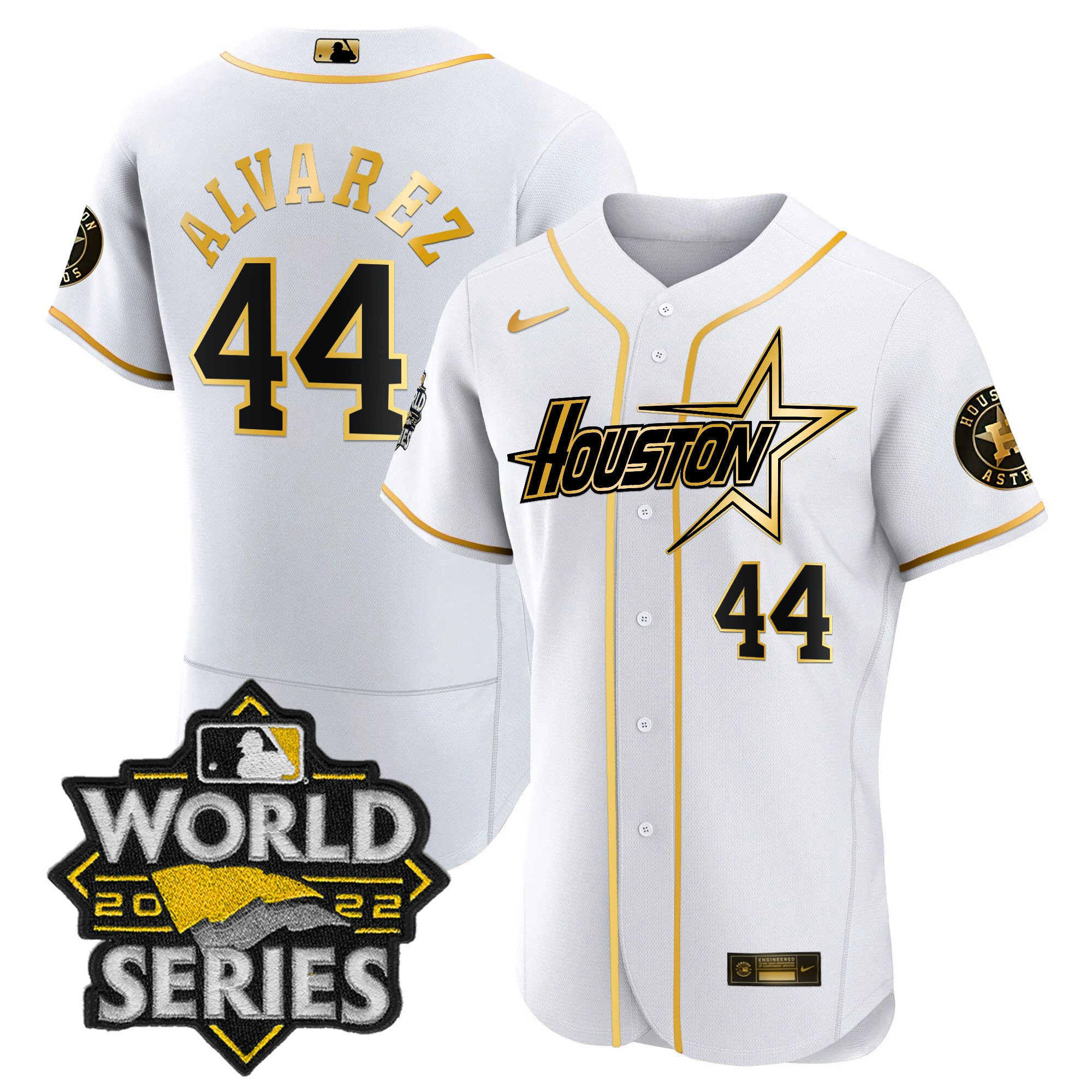 Yordan Álvarez Men's Houston Astros World Series Black Gold Special Flex White Jersey - All Stitched