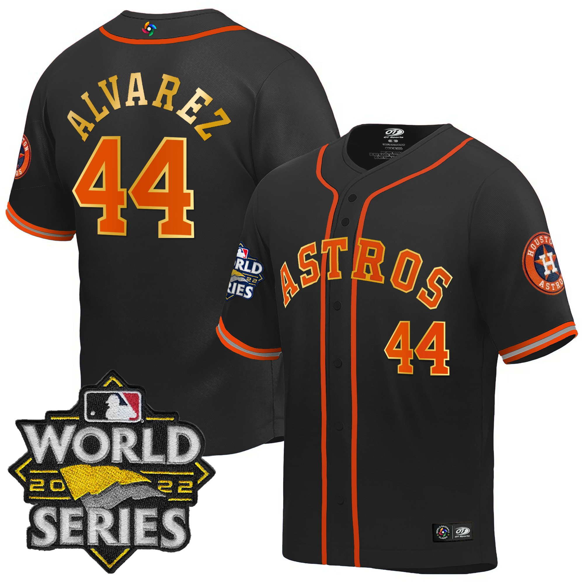 Yordan Álvarez Men's Houston Astros World Series Classic Black Gold Trim Jersey - All Stitched