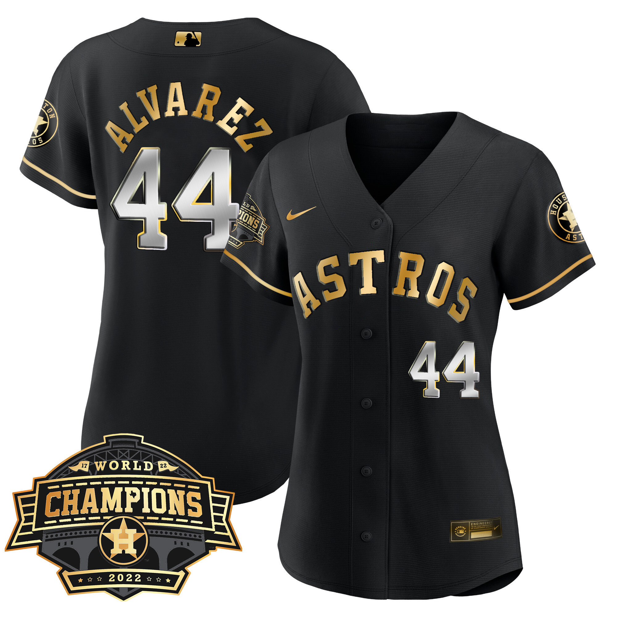 Yordan Álvarez Women's Houston Astros World Series Champions Patch Limited Cool Black Jersey