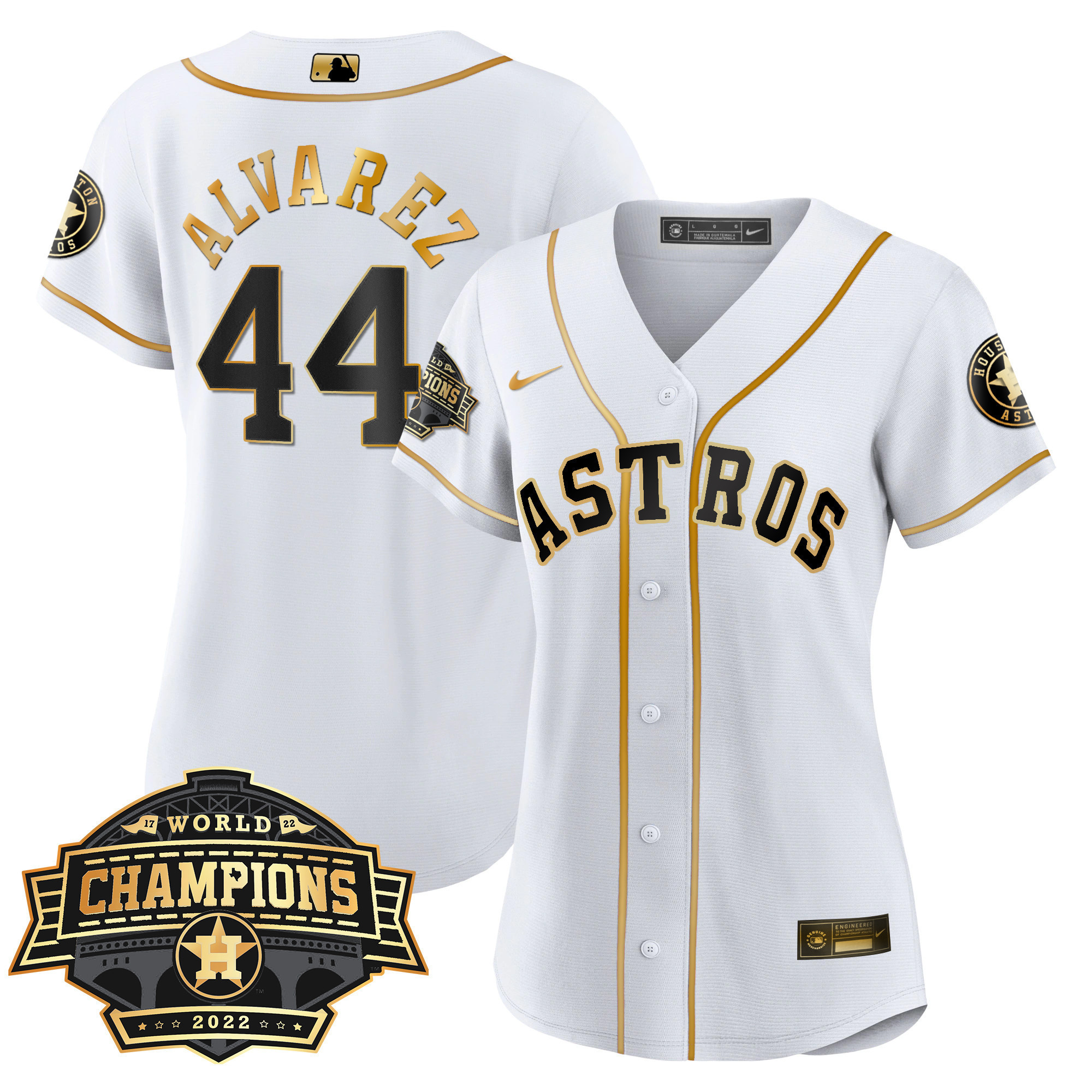 Yordan Álvarez Women's Houston Astros World Series Champions Patch Limited Cool White Jersey