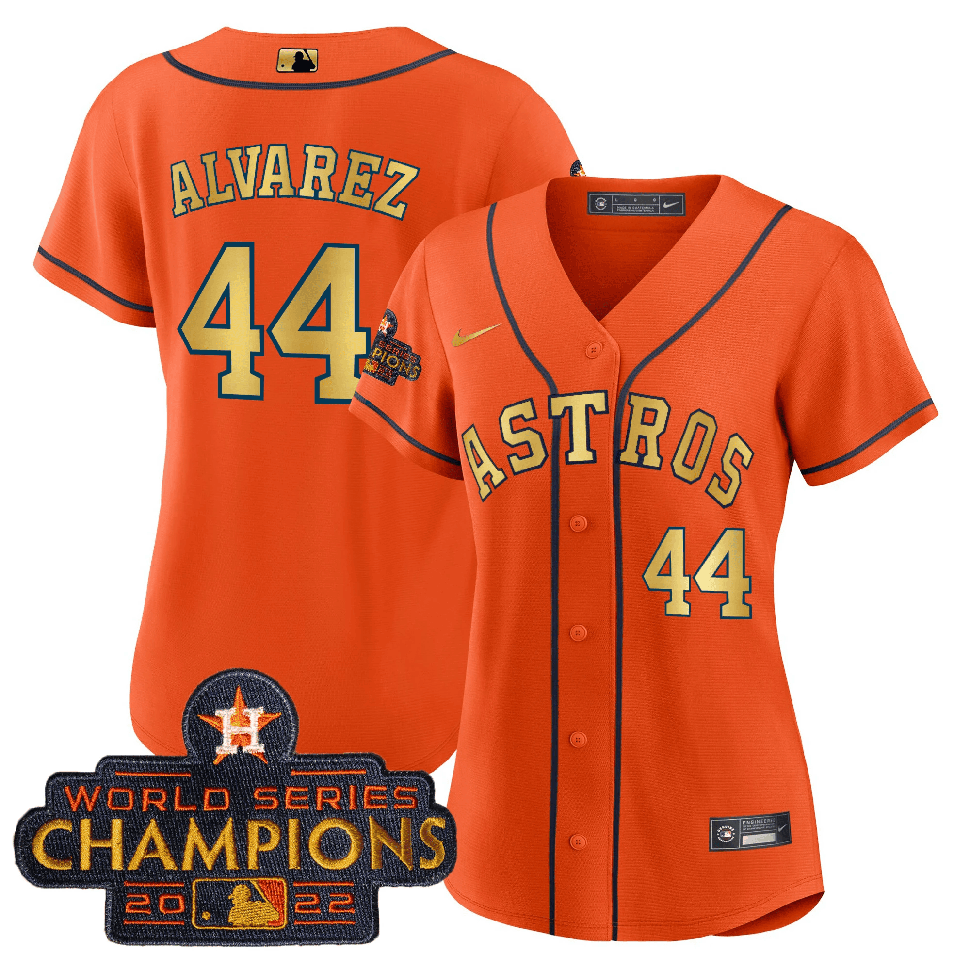 Yordan Álvarez Women's Houston Astros Champions Orange Gold Jersey - All Stitched