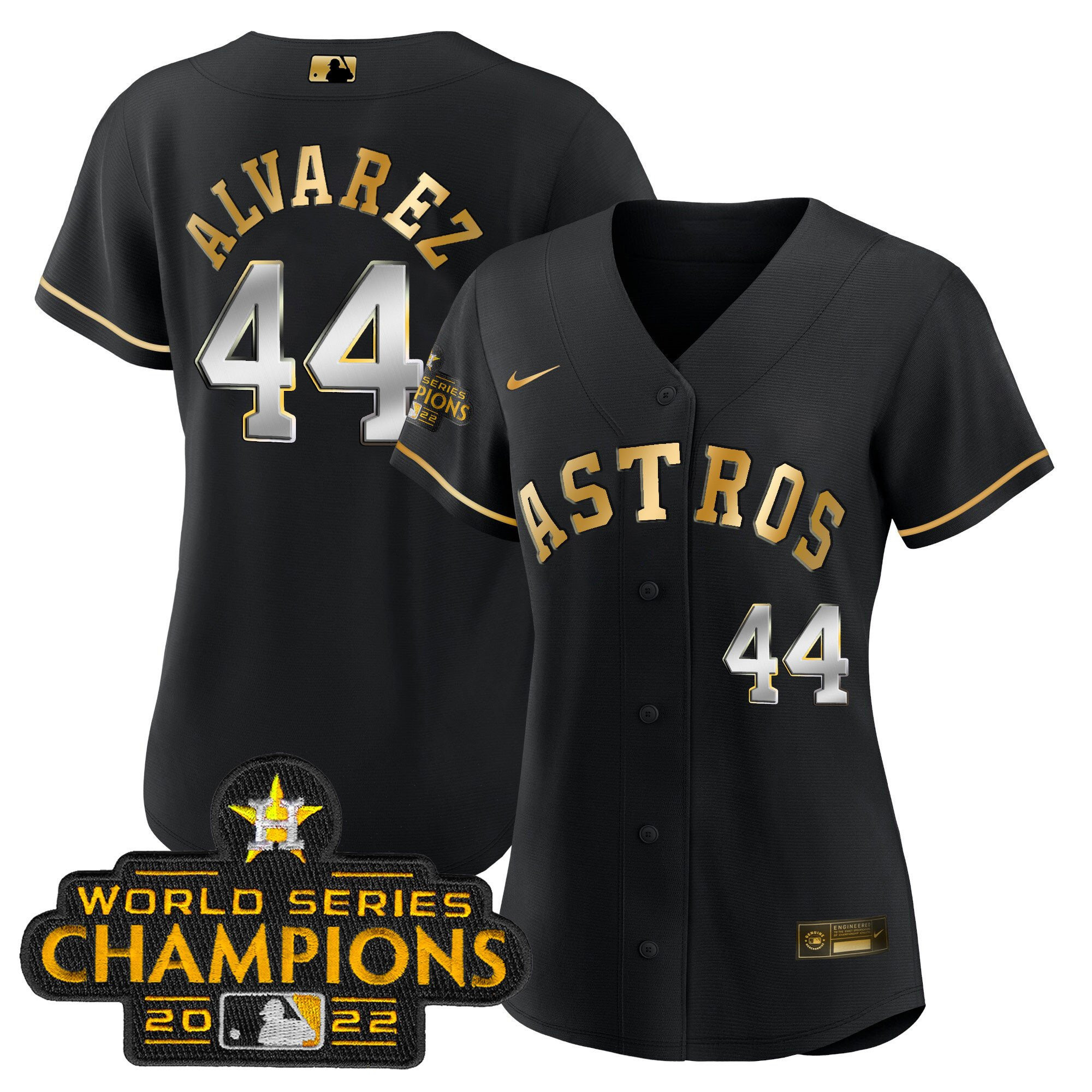 Yordan Álvarez Women's Houston Astros Gold Rush Collection Black Gold Jersey - All Stitched