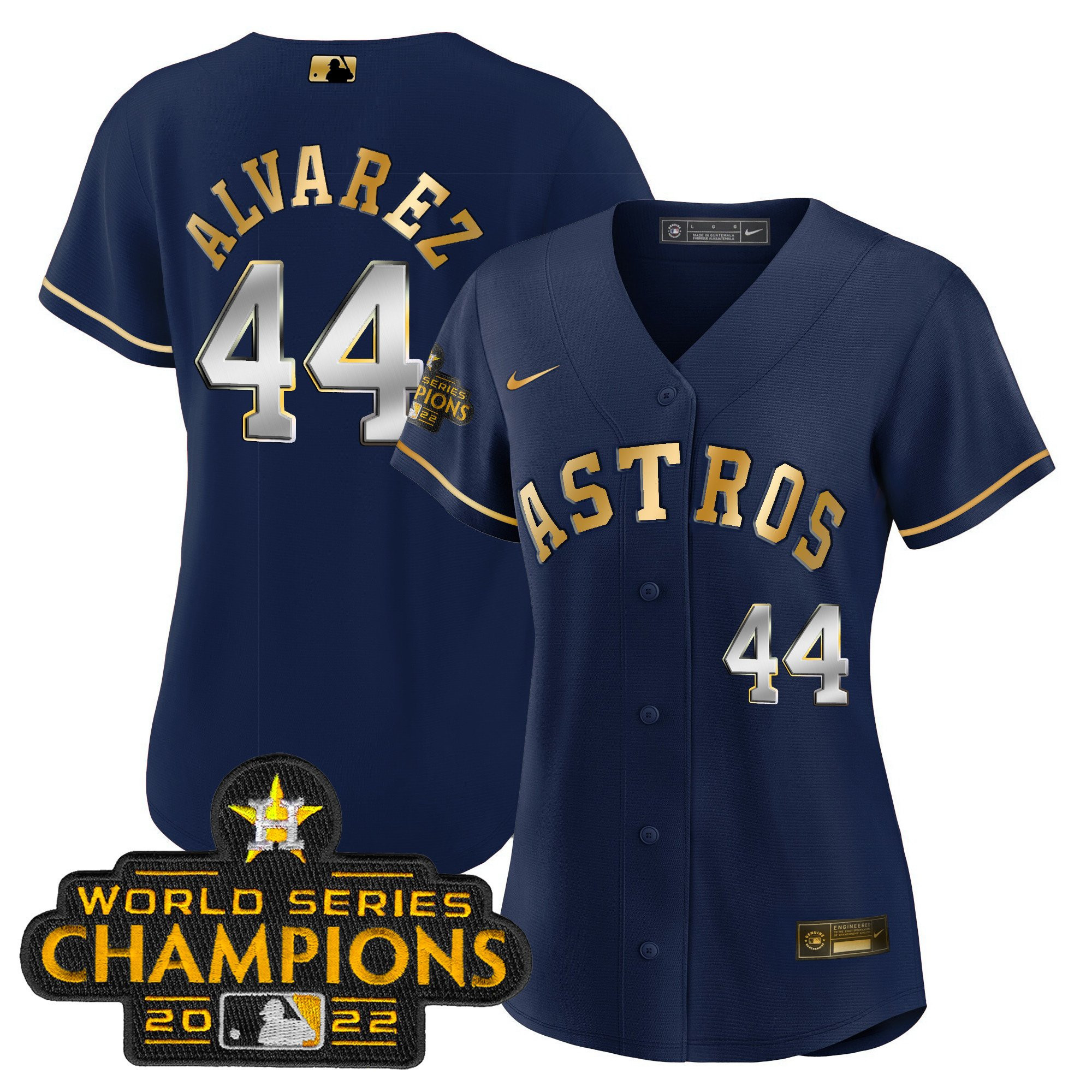 Yordan Álvarez Women's Houston Astros Gold Rush Collection Navy Gold Jersey - All Stitched