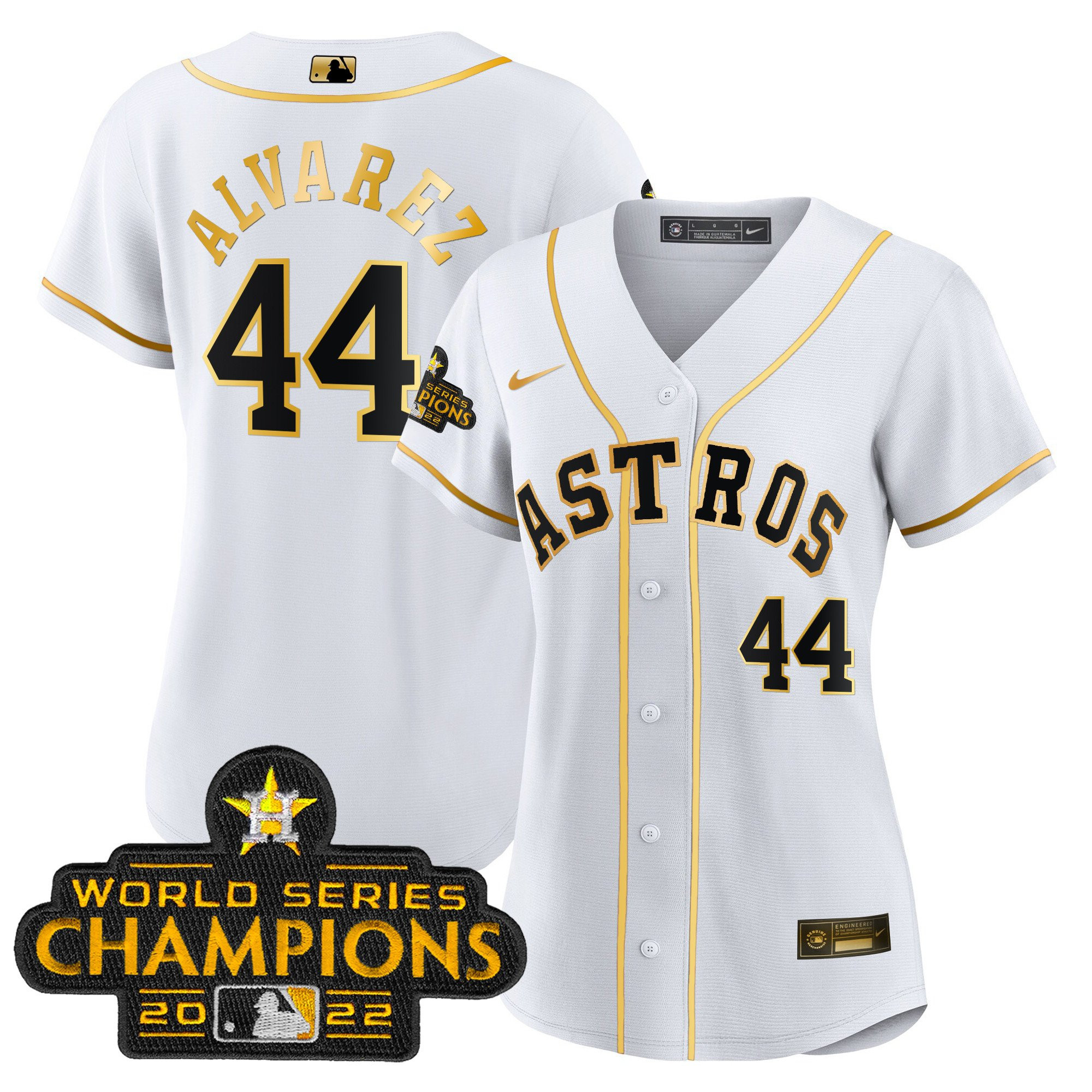 Yordan Álvarez Women's Houston Astros Gold Rush Collection White Gold Jersey - All Stitched