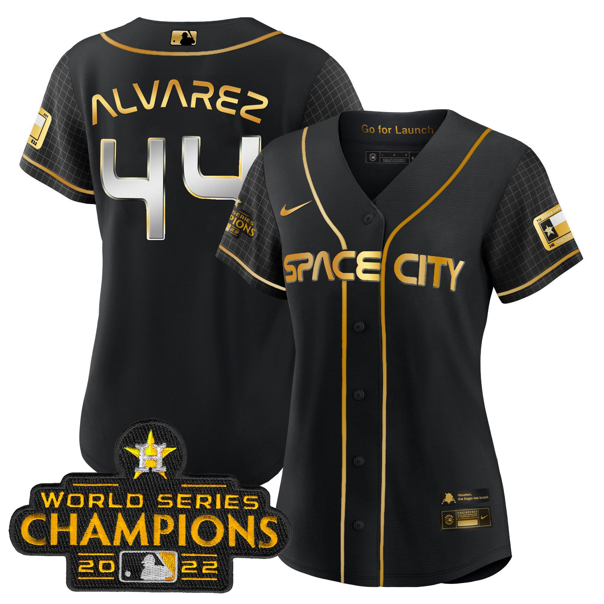 Yordan Álvarez Women's Houston Astros Space City Champions Black Gold Jersey - All Stitched