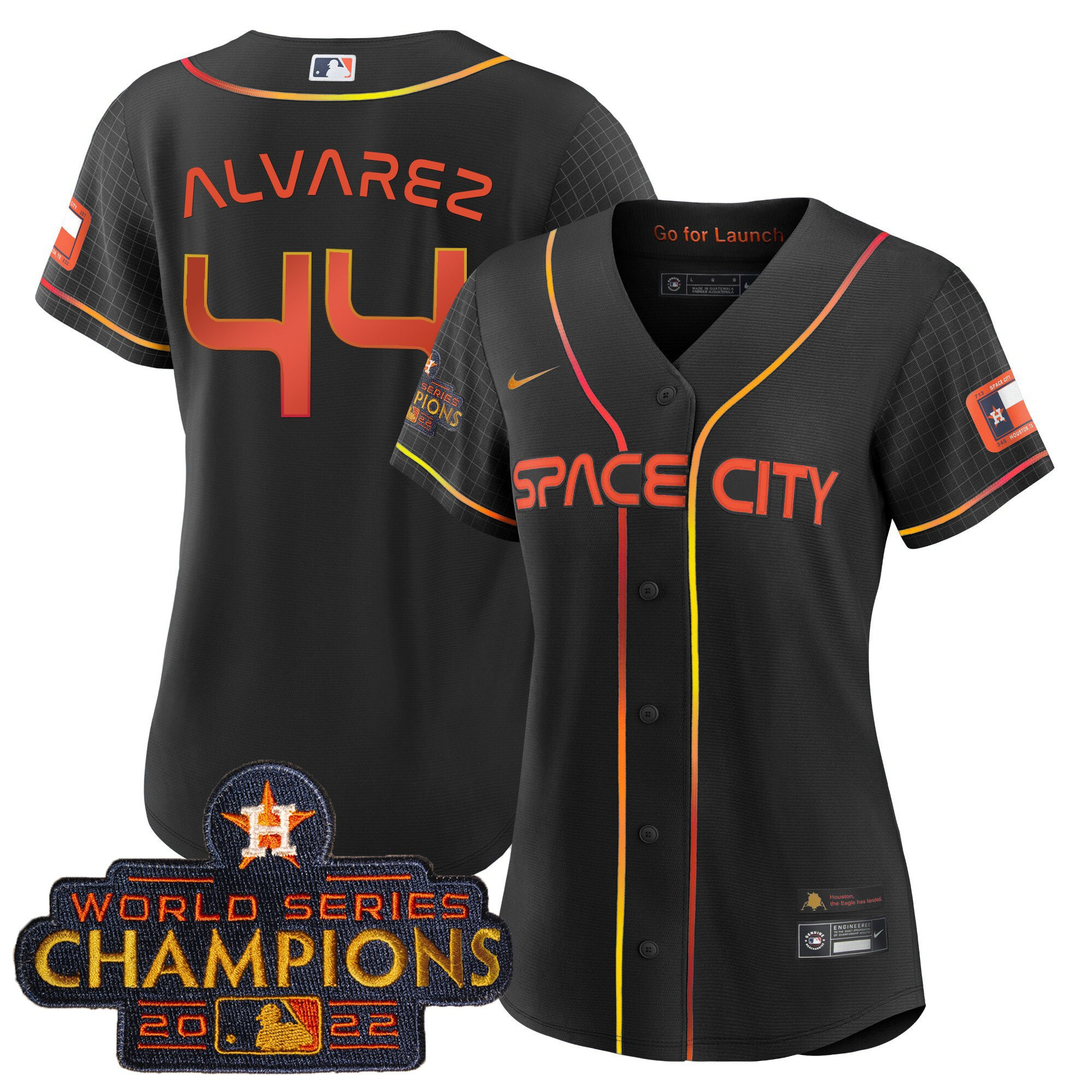 Yordan Álvarez Women's Houston Astros Space City Champions Black Jersey - All Stitched