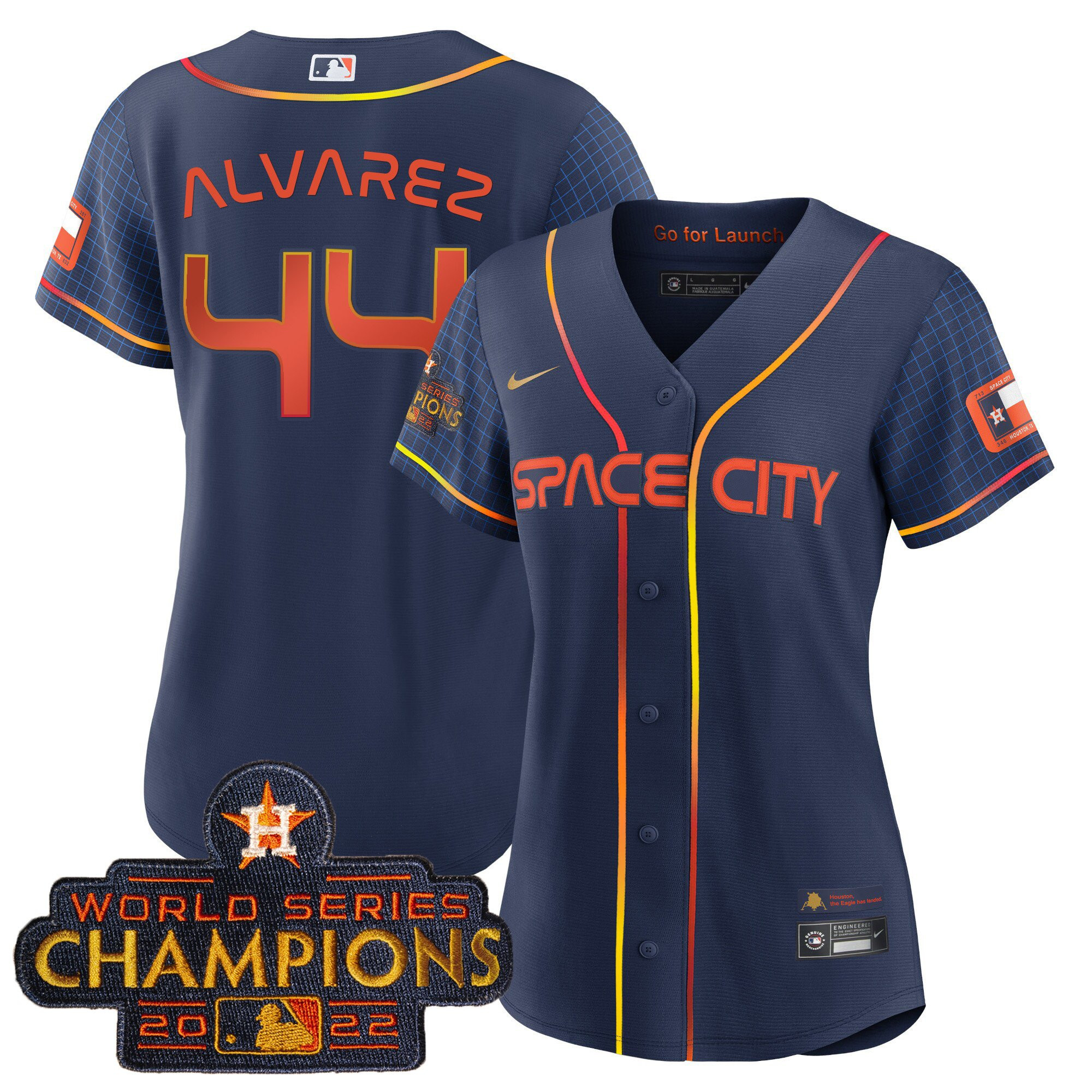 Yordan Álvarez Women's Houston Astros Space City Champions Navy Jersey - All Stitched