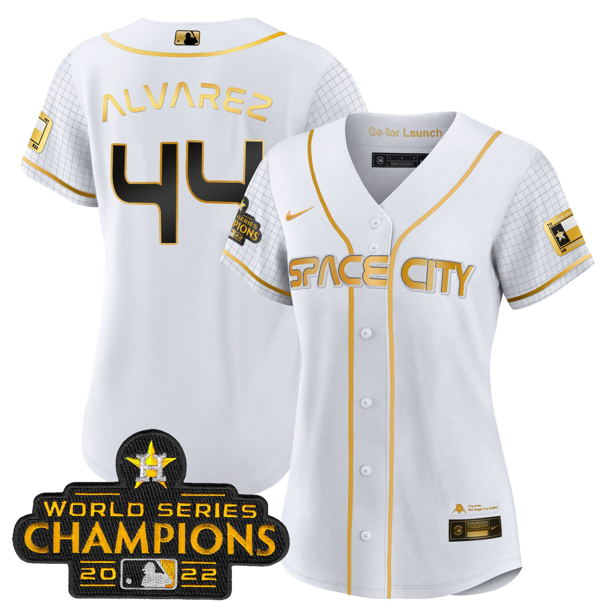 Yordan Álvarez Women's Houston Astros Space City Champions White Gold Jersey - All Stitched