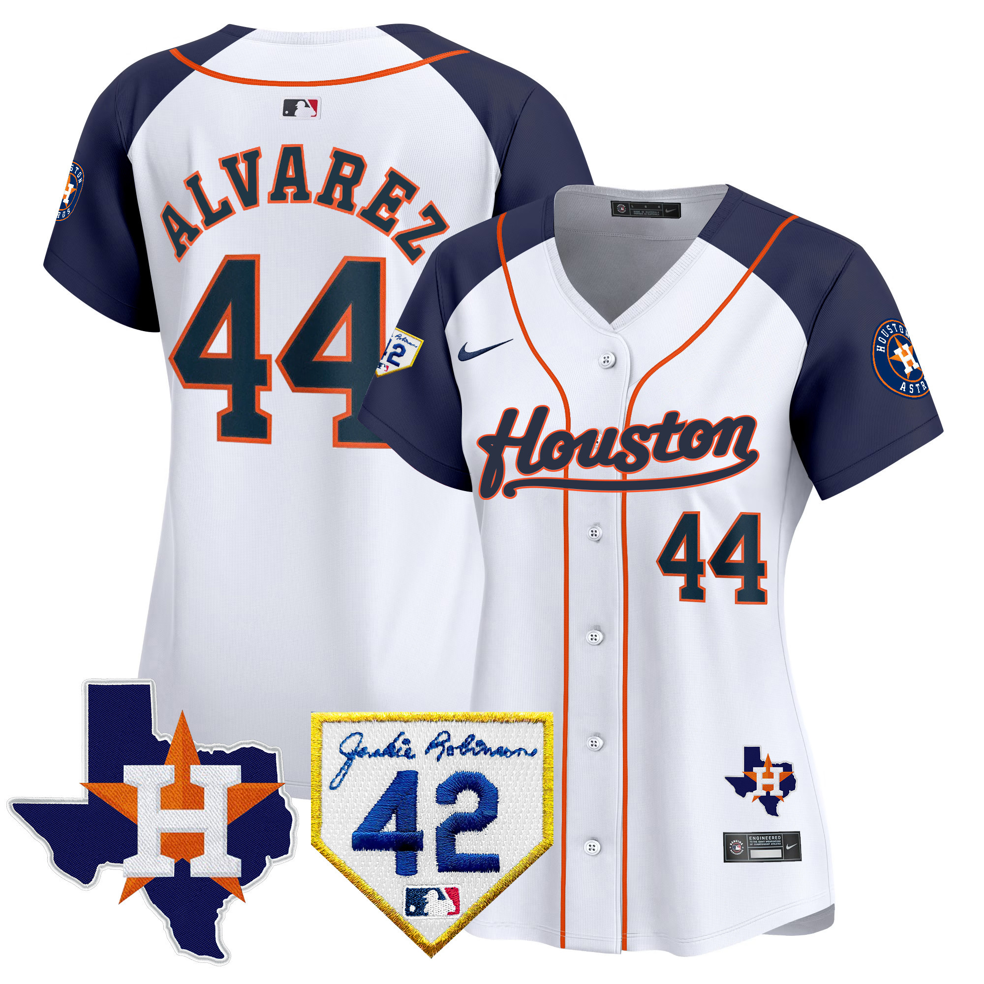 Yordan Álvarez Women's Houston Astros Jackie Robinson Patch Vapor Premier Limited Alternate Jersey - All Stitched