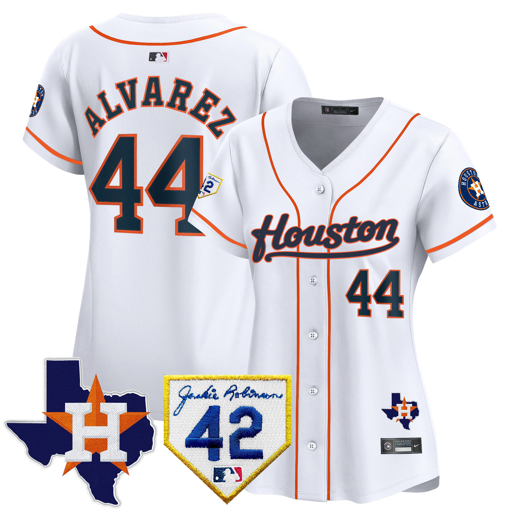 Yordan Álvarez Women's Houston Astros Jackie Robinson Patch Vapor Premier Limited Home Jersey - All Stitched