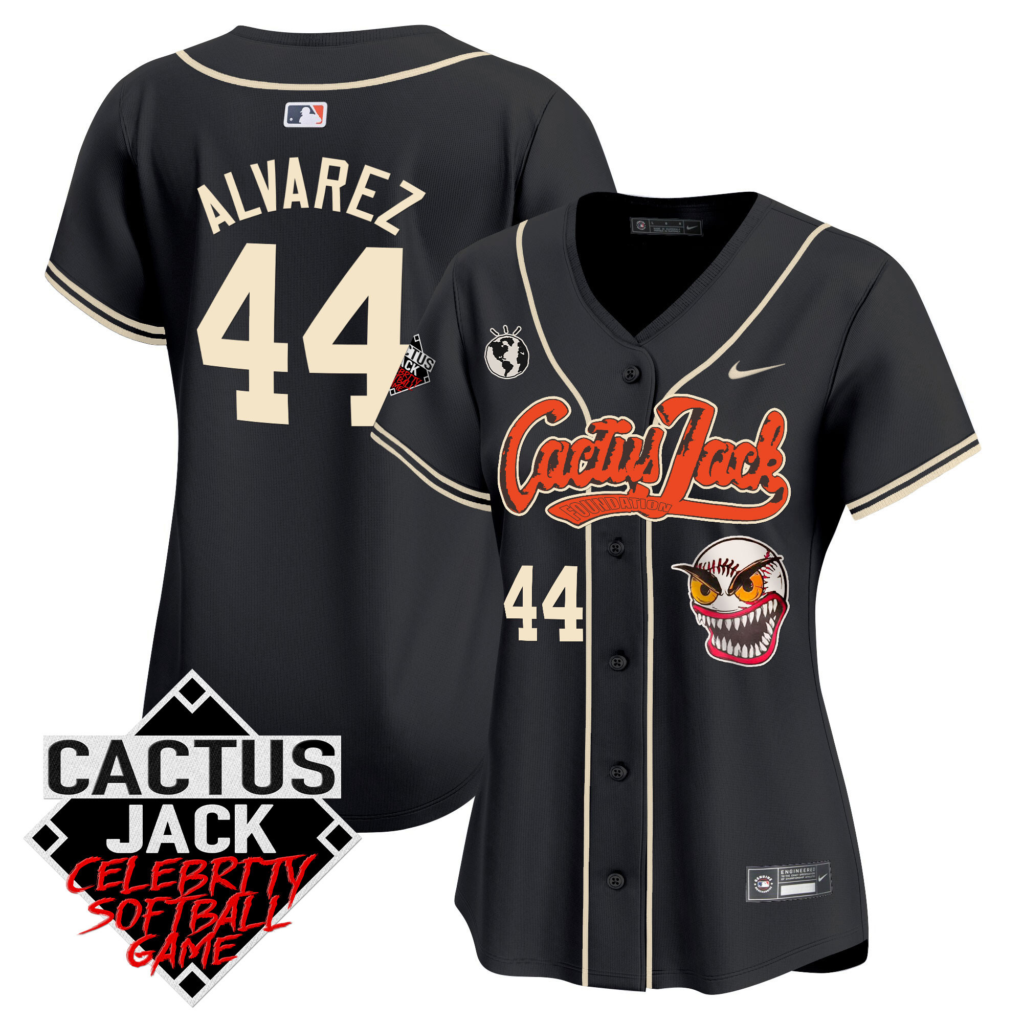 Yordan Álvarez Women's Houston Astros Cactus Jack Celebrity Softball Game Patch Vapor Premier Limited Black Jersey - All Stitched