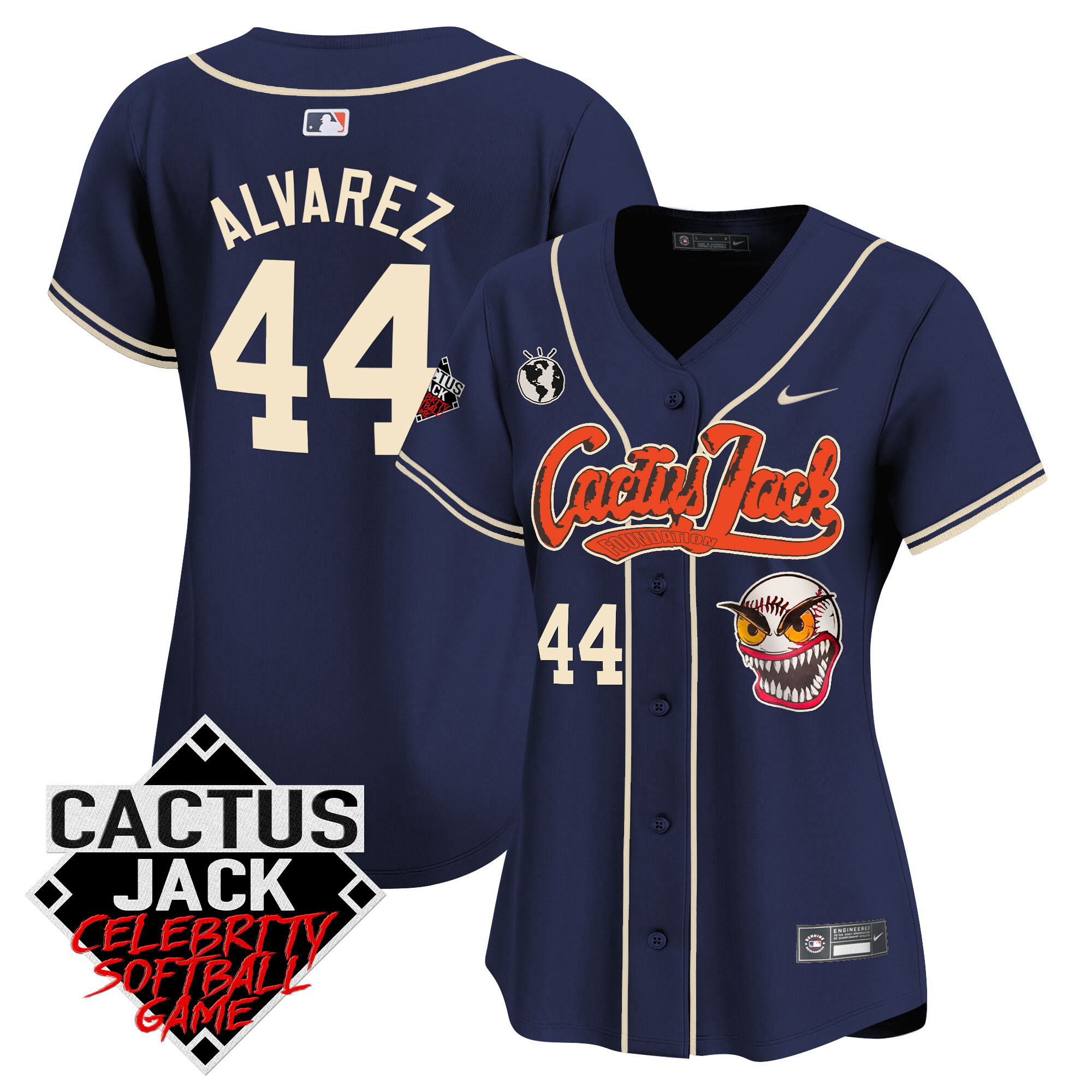 Yordan Álvarez Women's Houston Astros Cactus Jack Celebrity Softball Game Patch Vapor Premier Limited Navy Jersey - All Stitched
