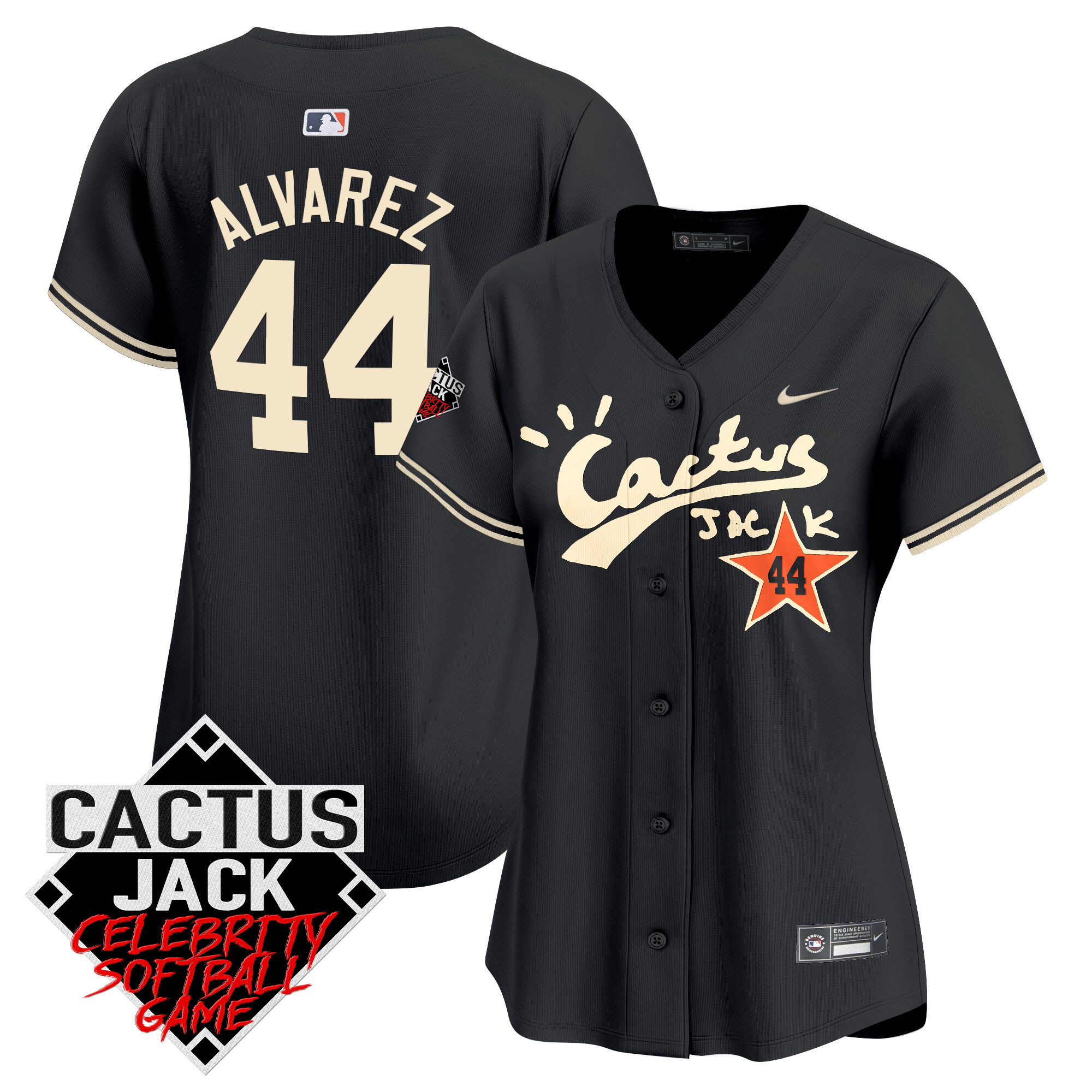 Yordan Álvarez Women's Houston Astros Cactus Jack Celebrity Softball Game Patch Vapor Premier Limited V2 Black Jersey - All Stitched