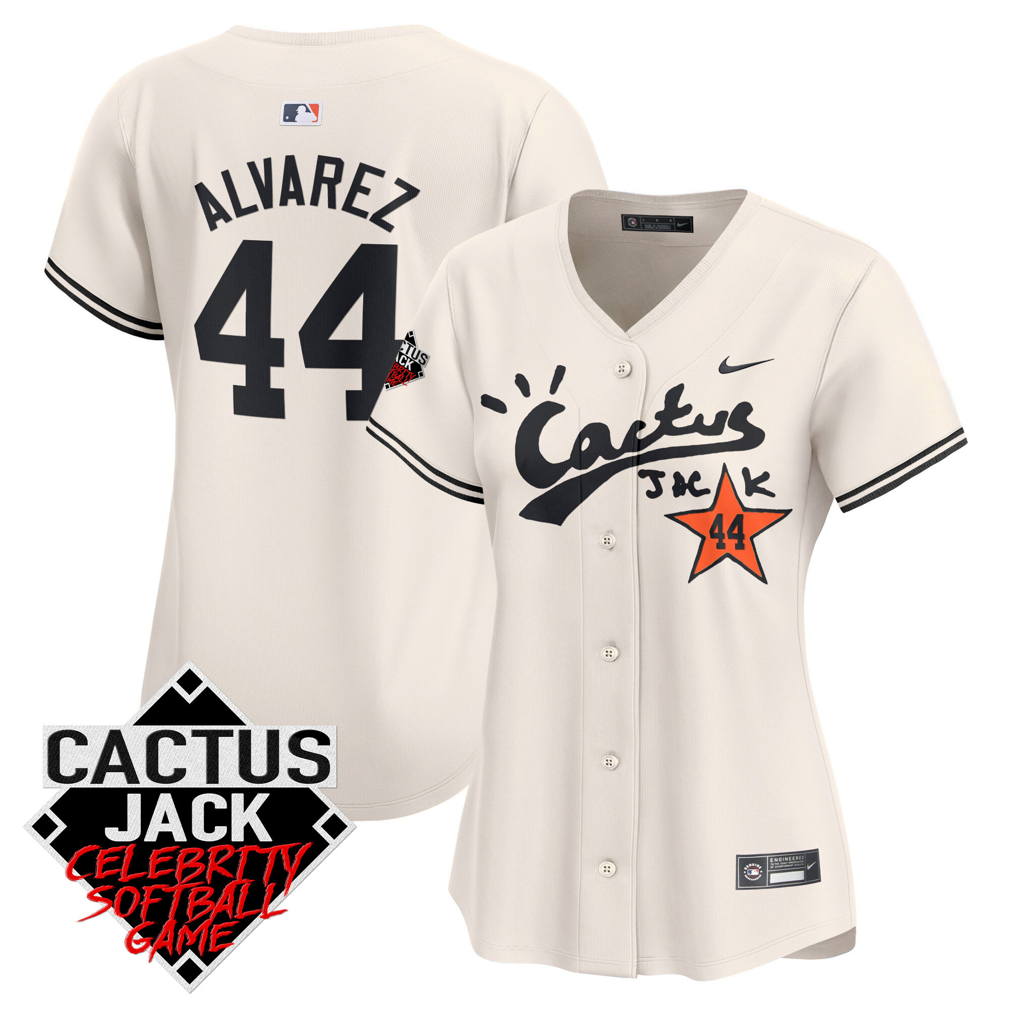 Yordan Álvarez Women's Houston Astros Cactus Jack Celebrity Softball Game Patch Vapor Premier Limited V2 Cream Jersey - All Stitched