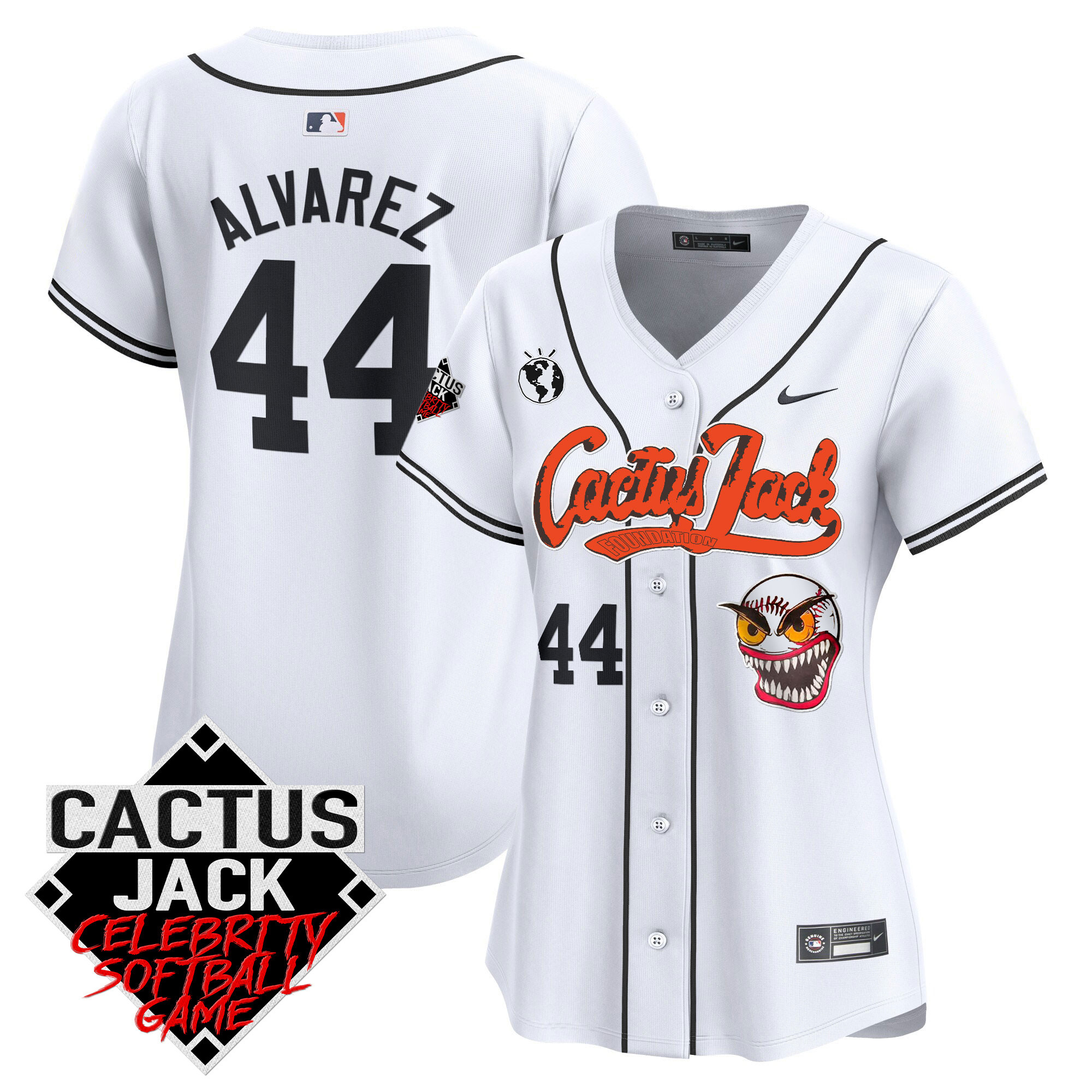 Yordan Álvarez Women's Houston Astros Cactus Jack Celebrity Softball Game Patch Vapor Premier Limited White Jersey - All Stitched