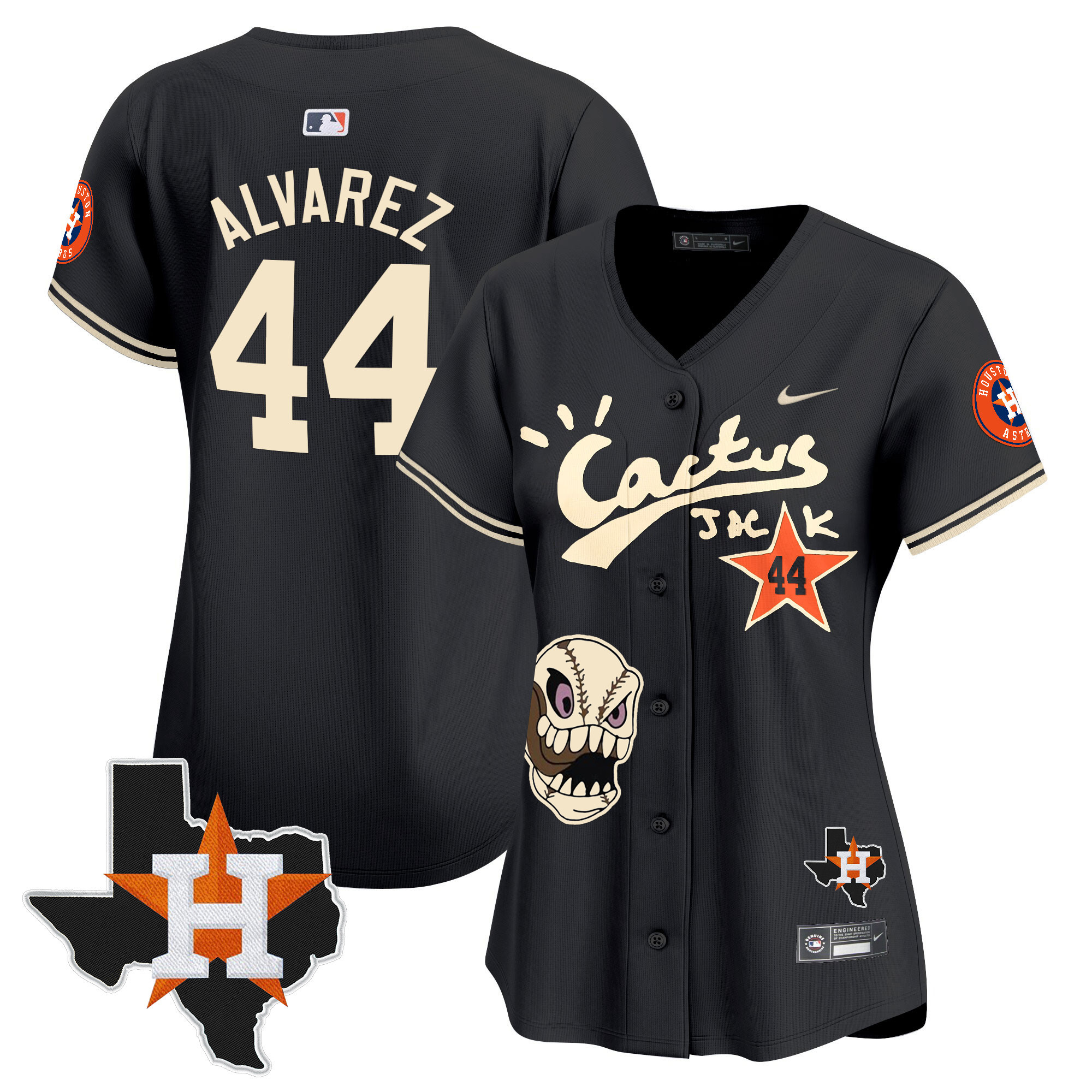Yordan Álvarez Women's Houston Astros Cactus Jack Patch Vapor Premier Limited Black Jersey - All Stitched