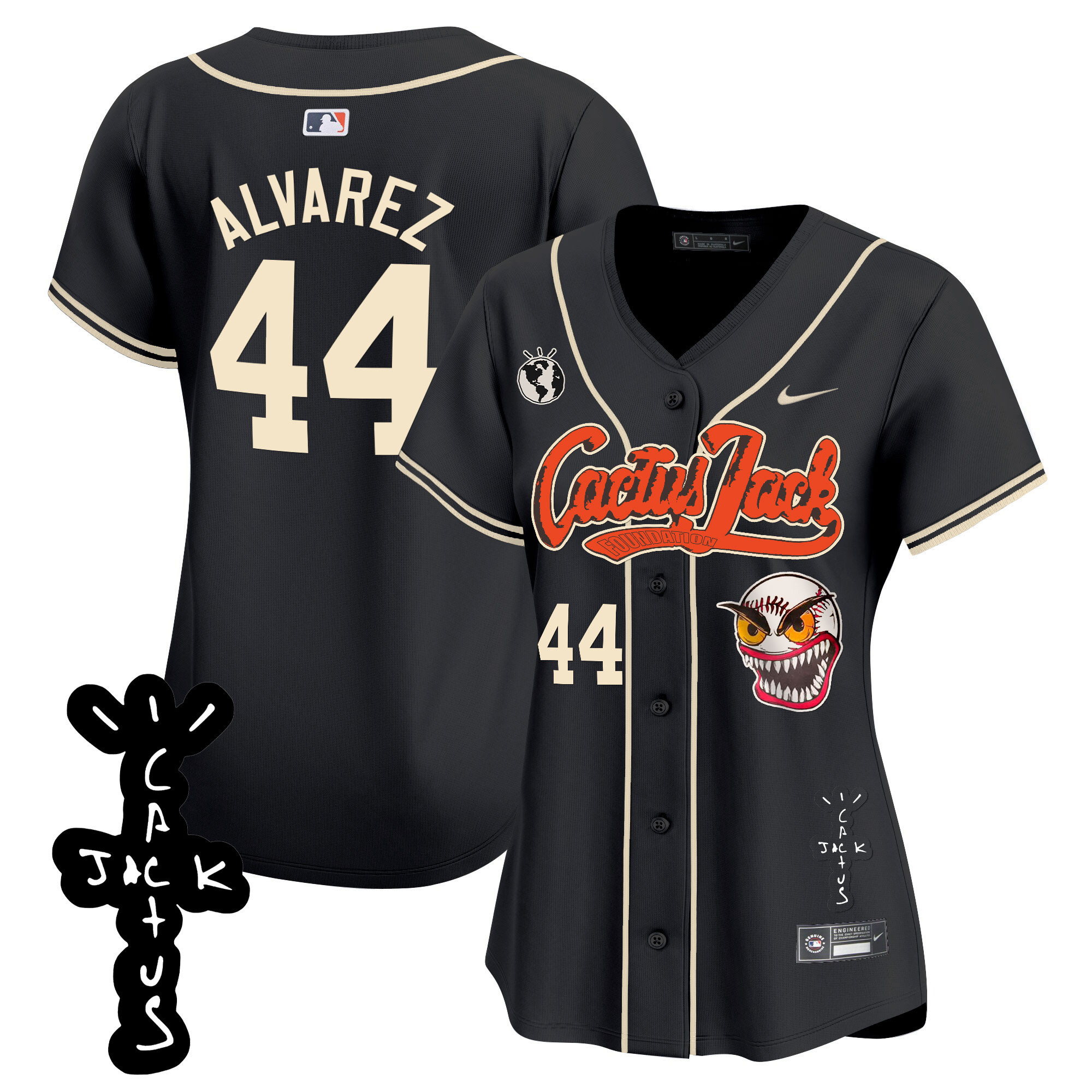 Yordan Álvarez Women's Houston Astros Cactus Jack Patch Vapor Premier Limited Black Jersey - All Stitched