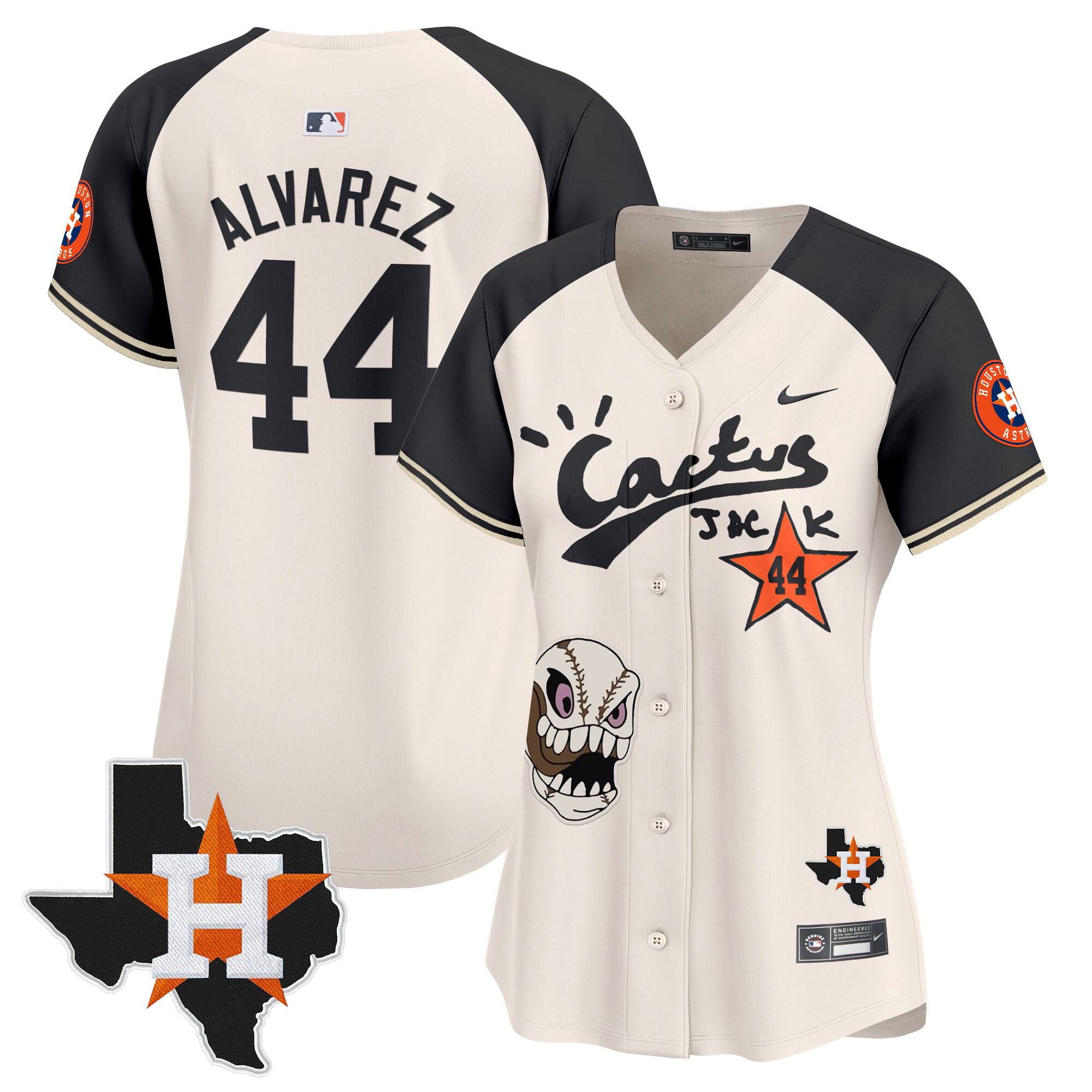 Yordan Álvarez Women's Houston Astros Cactus Jack Patch Vapor Premier Limited Cream Alternate Jersey - All Stitched