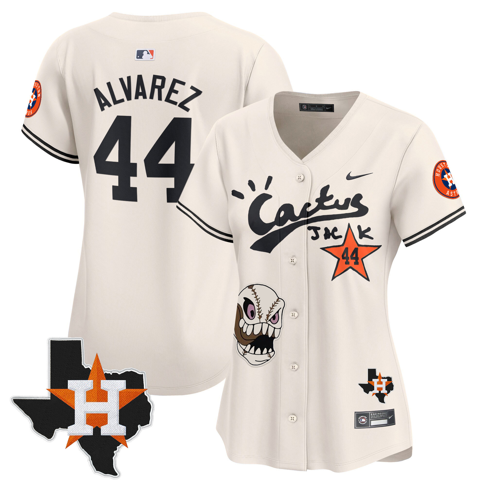 Yordan Álvarez Women's Houston Astros Cactus Jack Patch Vapor Premier Limited Cream Jersey - All Stitched