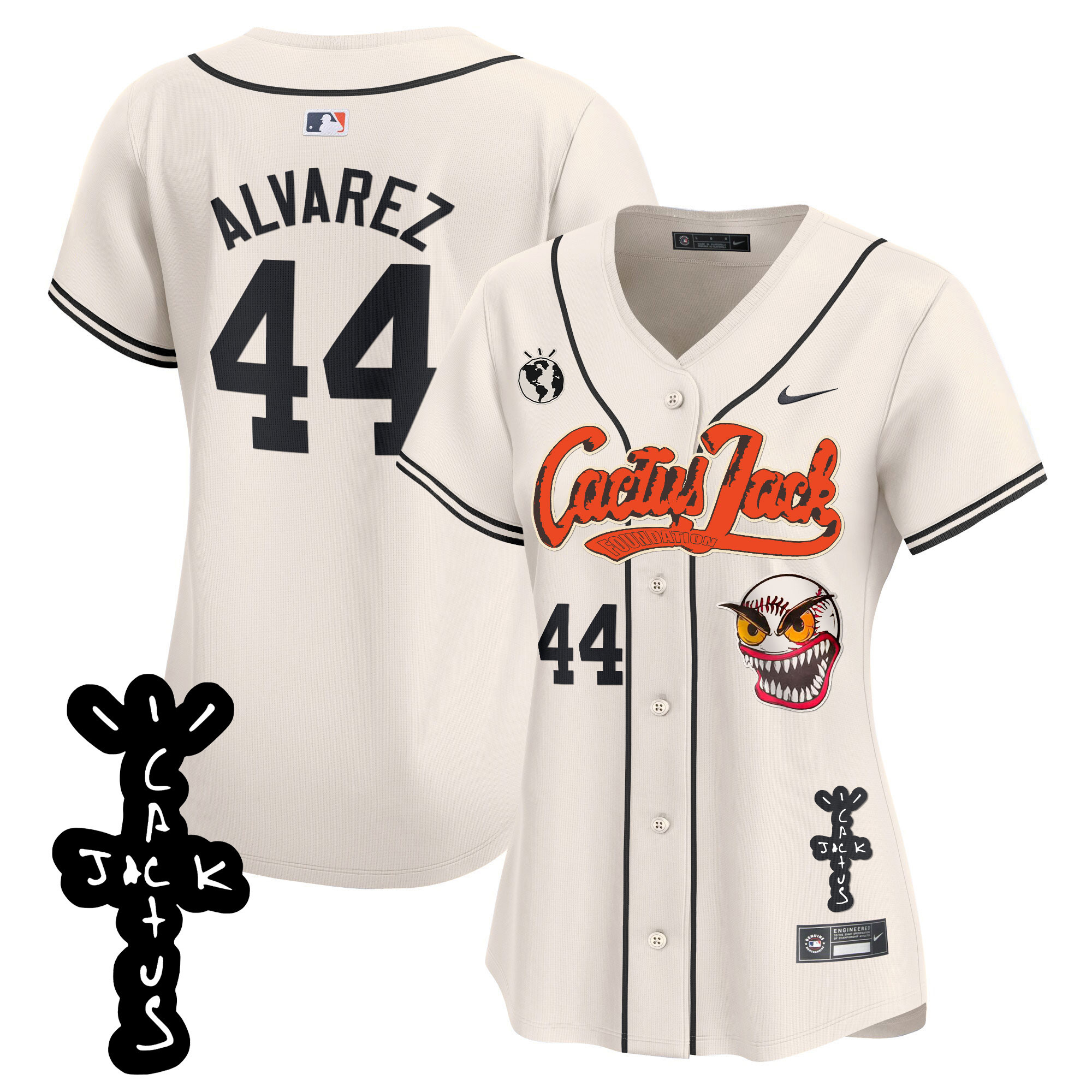 Yordan Álvarez Women's Houston Astros Cactus Jack Patch Vapor Premier Limited Cream Jersey - All Stitched