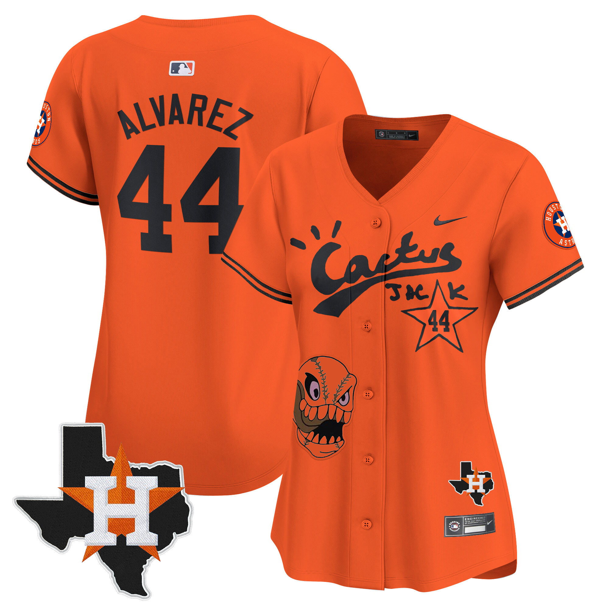 Yordan Álvarez Women's Houston Astros Cactus Jack Patch Vapor Premier Limited Orange Jersey - All Stitched